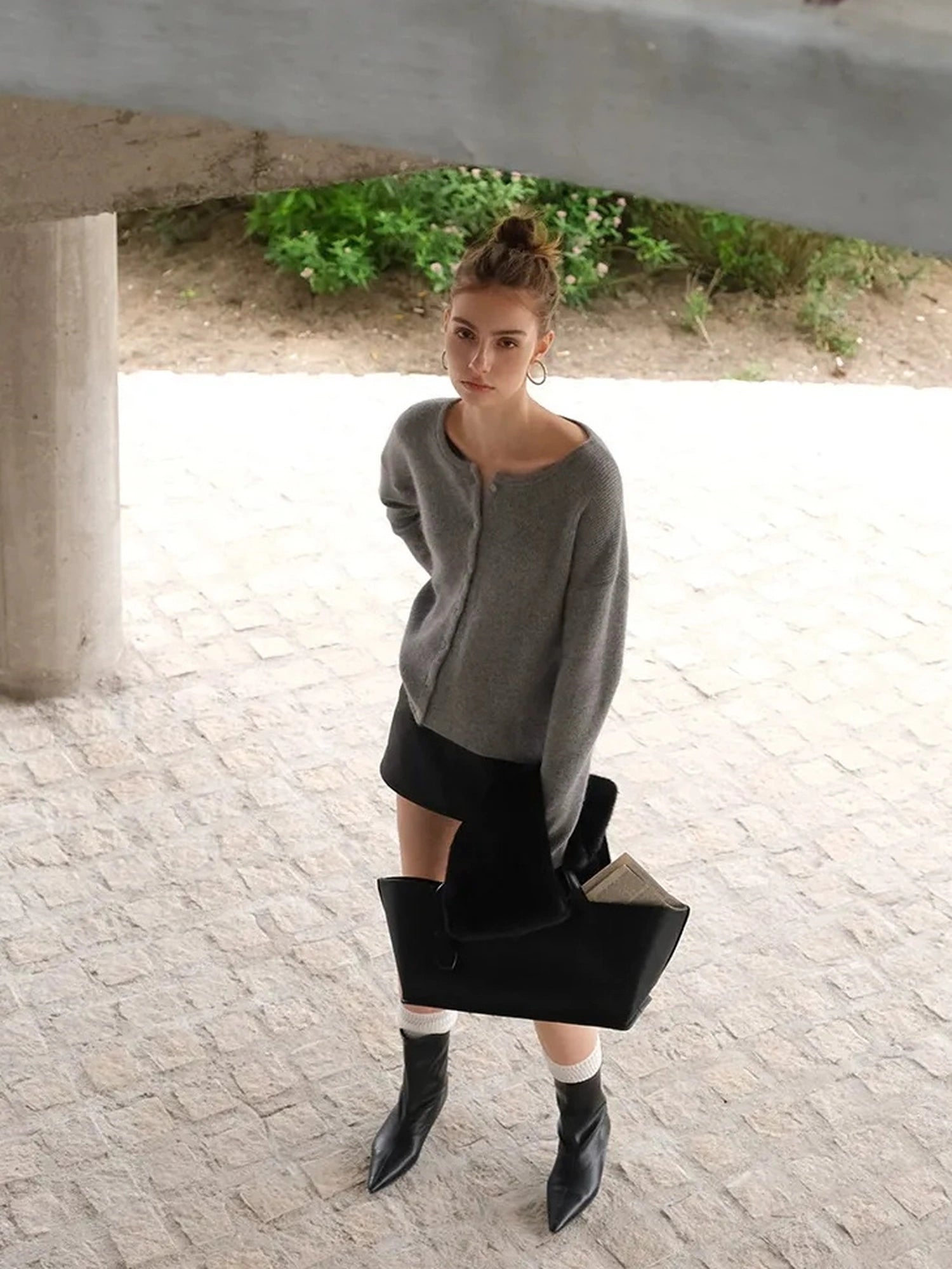 FU FRESH UP Soft Raccoon Wool Blend Cardigan V-neck Long Sleeve