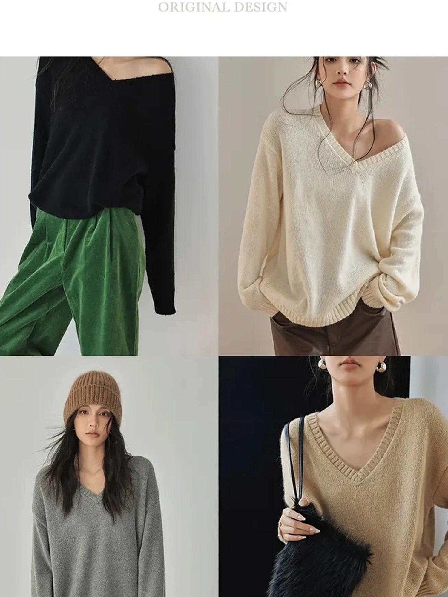FU FRESH UP Soft V-neck Mohair Wool Blend Sweater