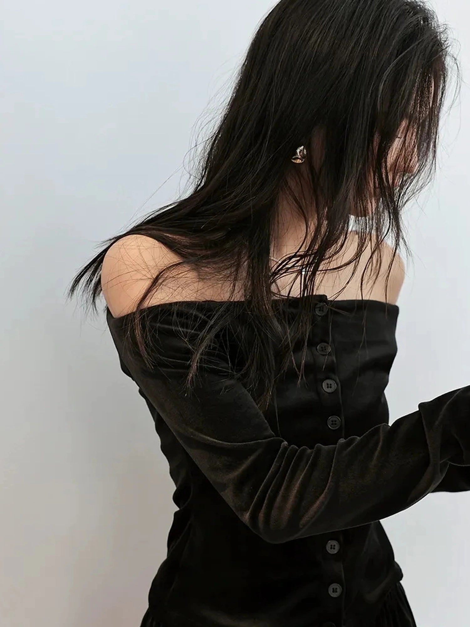 FU FRESH UP Soft Velvet Off Shoulder Set