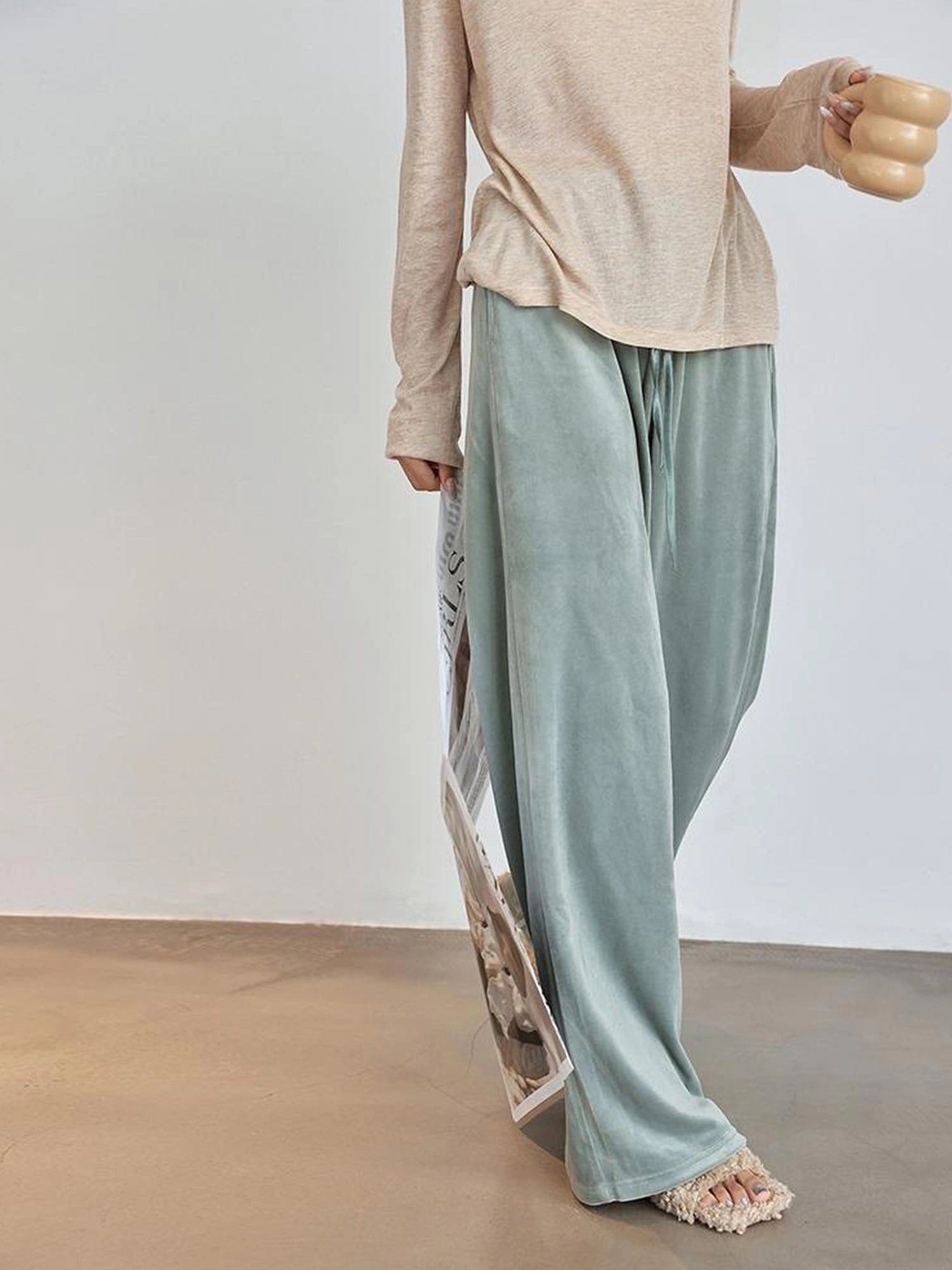 FU FRESH UP Soft Velvet Off Shoulder Set