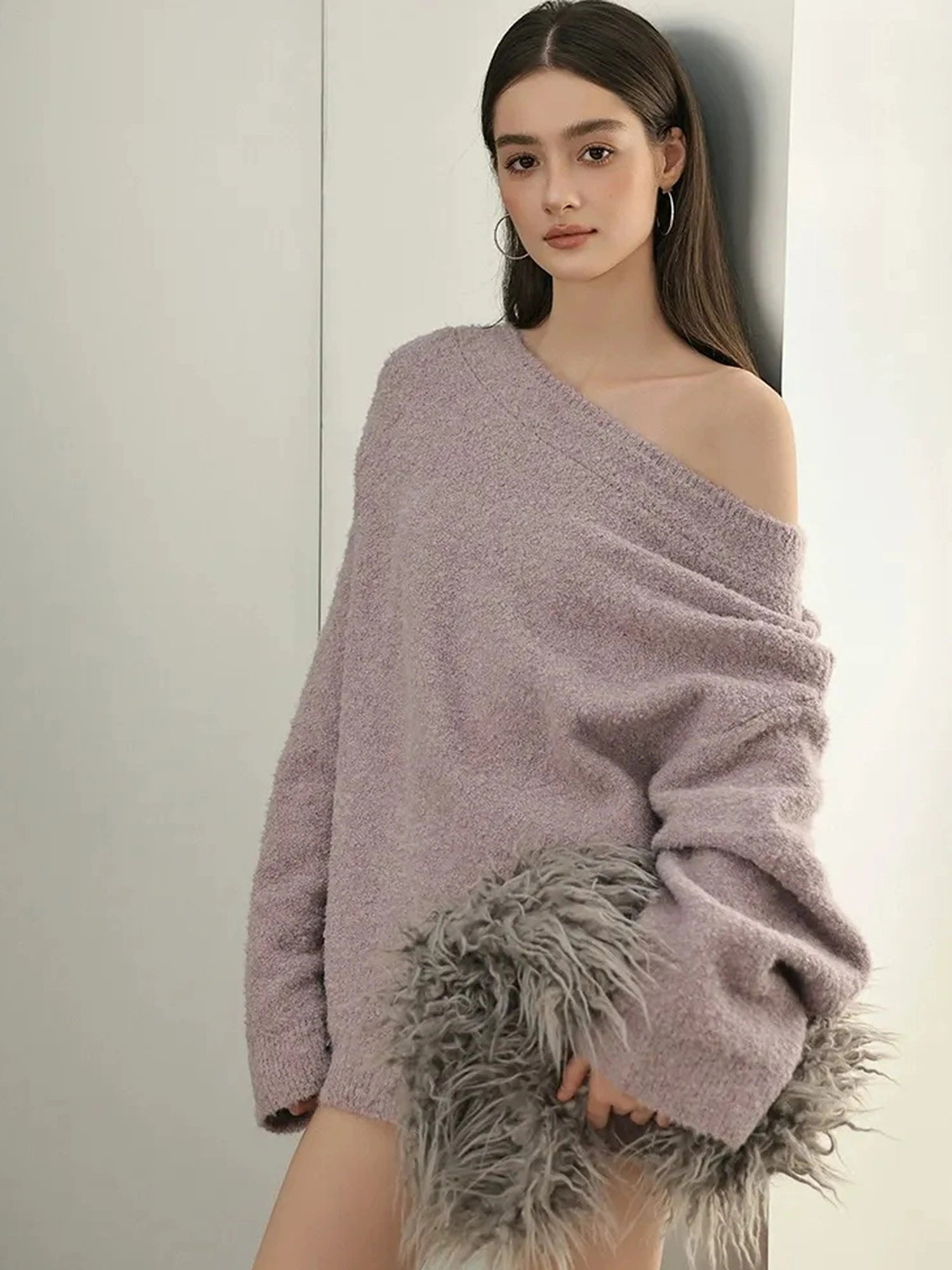 FU FRESH UP Soft Wool Off Shoulder Sweater