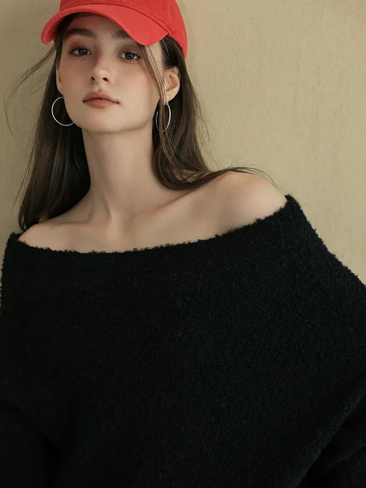 FU FRESH UP Soft Wool Off Shoulder Sweater
