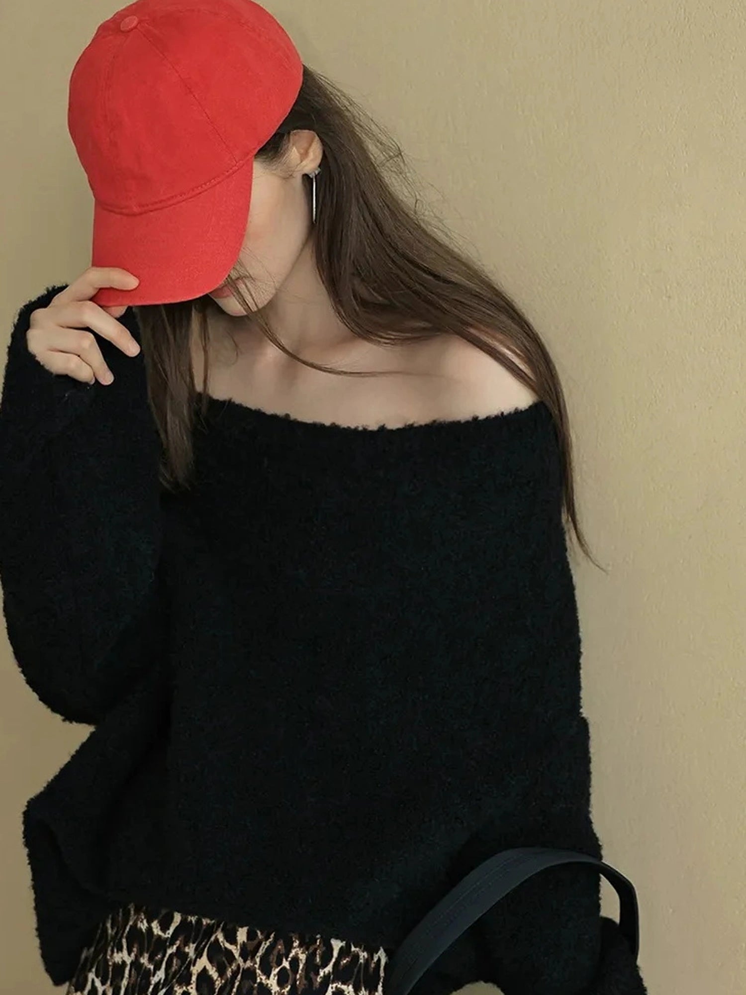 FU FRESH UP Soft Wool Off Shoulder Sweater