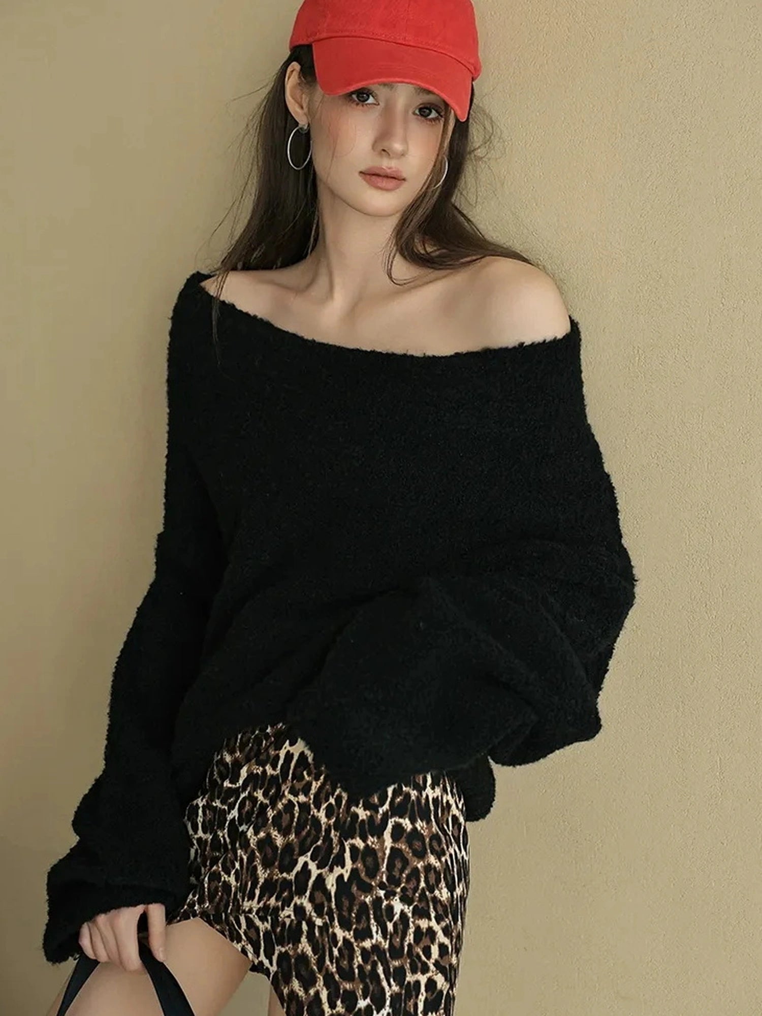 FU FRESH UP Soft Wool Off Shoulder Sweater