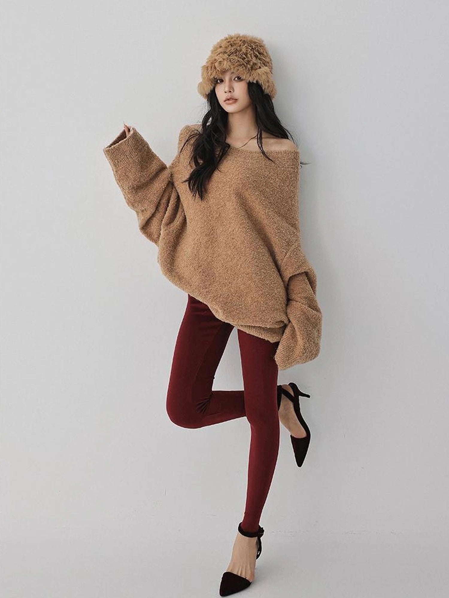FU FRESH UP Soft Wool Off Shoulder Sweater