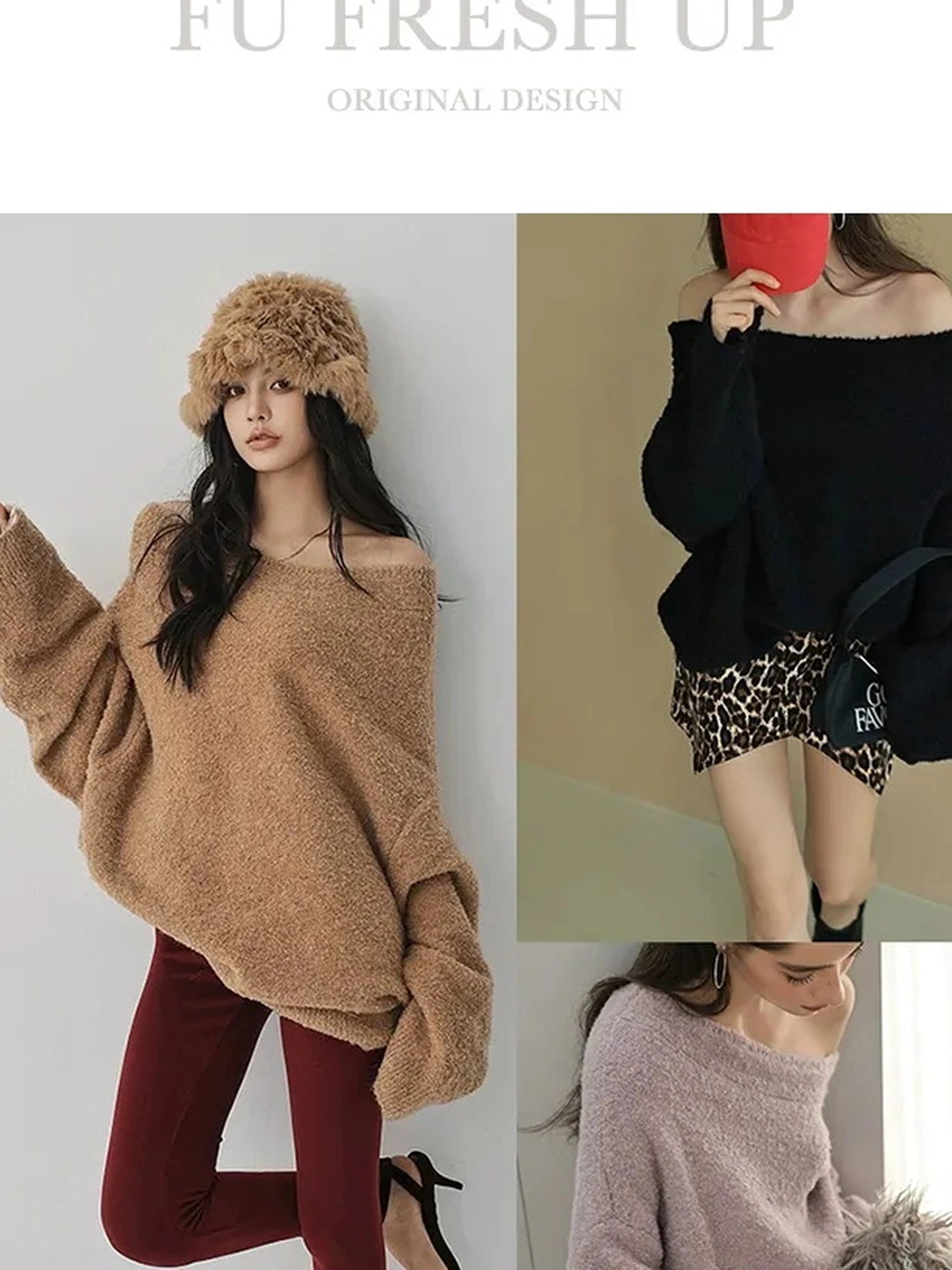 FU FRESH UP Soft Wool Off Shoulder Sweater