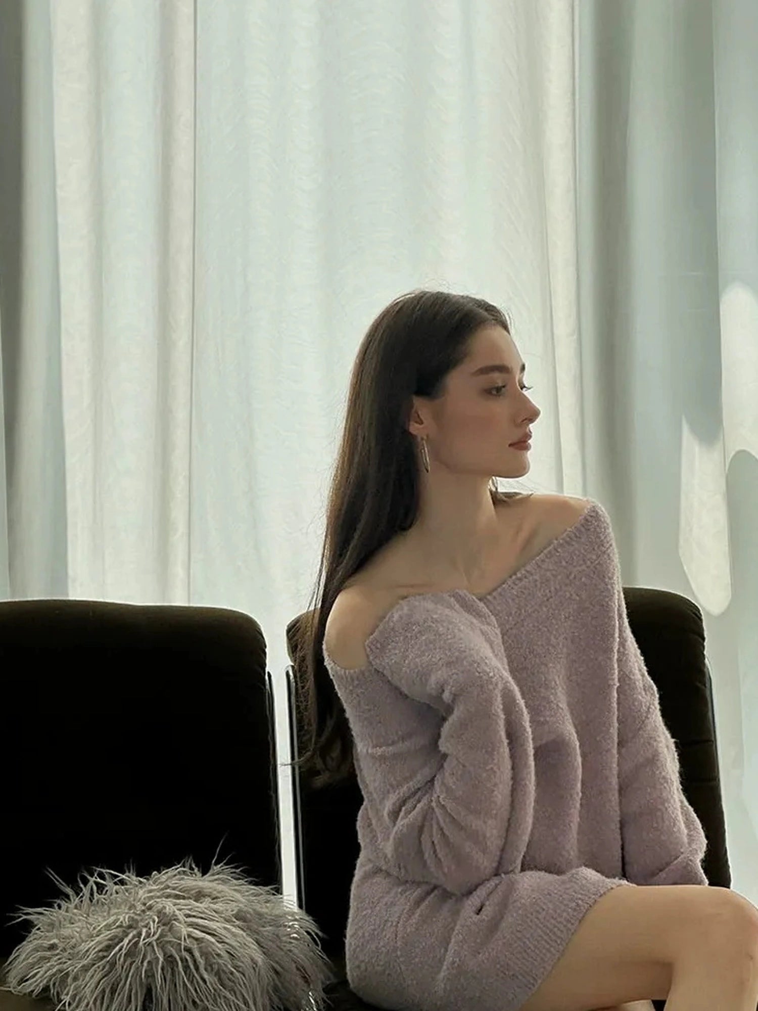 FU FRESH UP Soft Wool Off Shoulder Sweater