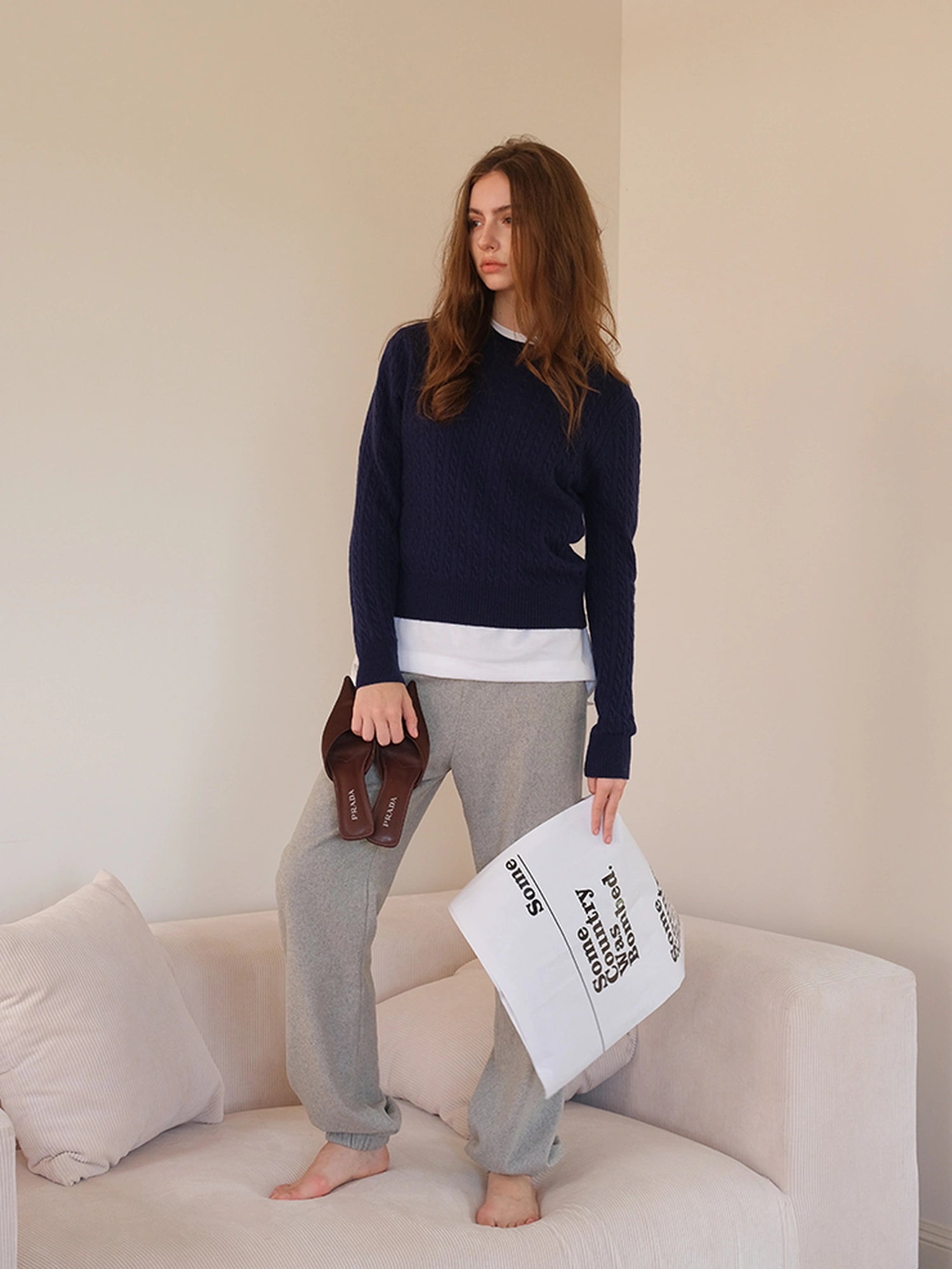 FU FRESH UP Soft Wool Tapered Knit Joggers