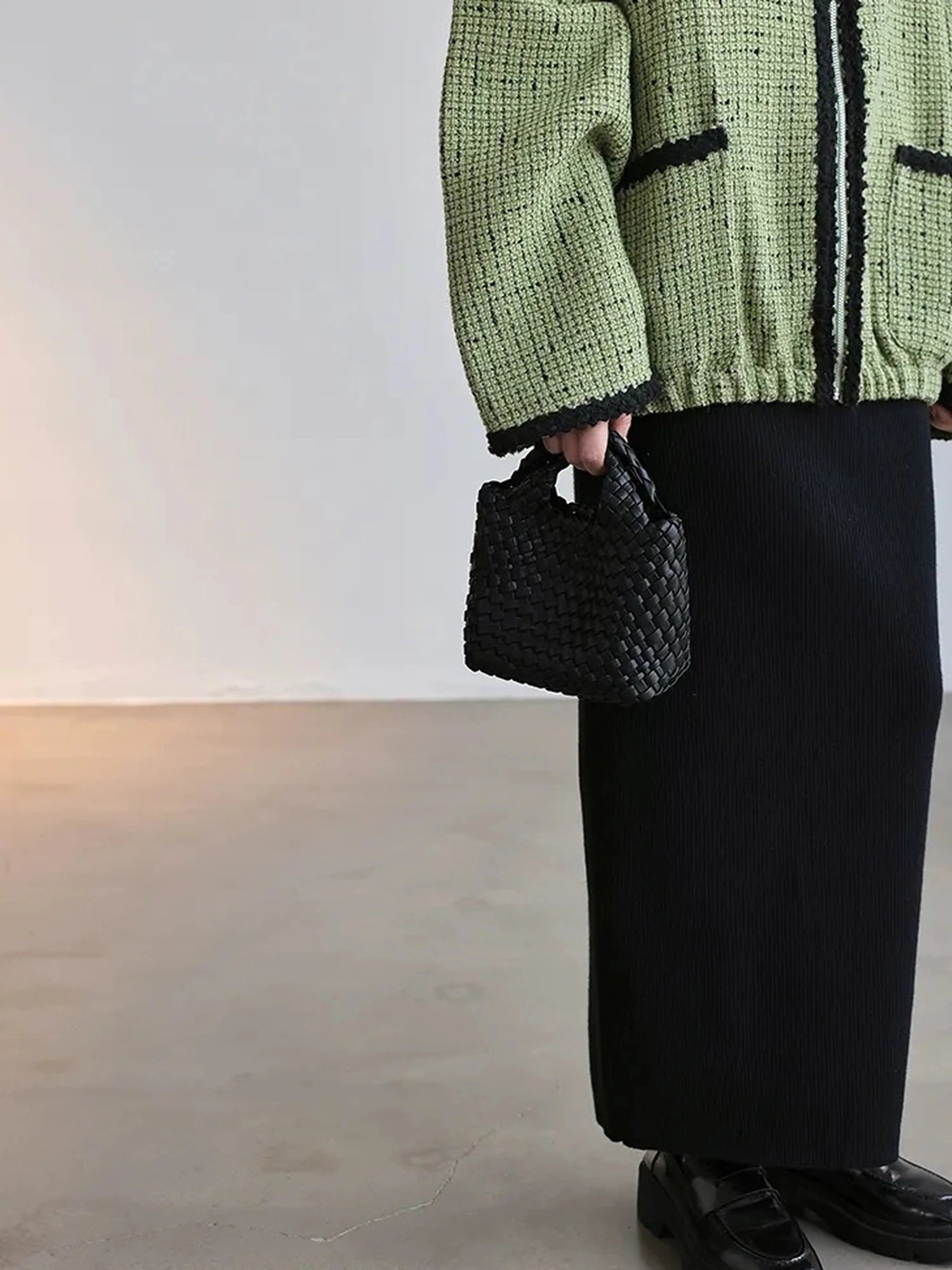 FU FRESH UP Soft Wool Tweed Jacket With Contrast Collar