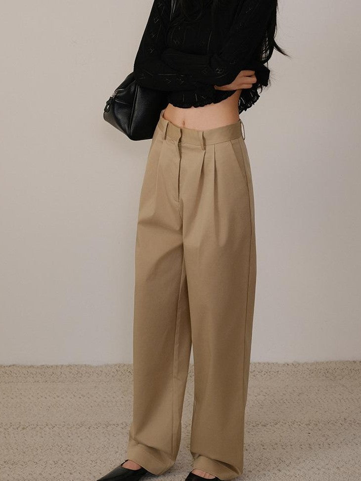 FU FRESH UP Solid 3d Pleated Straight Leg Pocket Women&