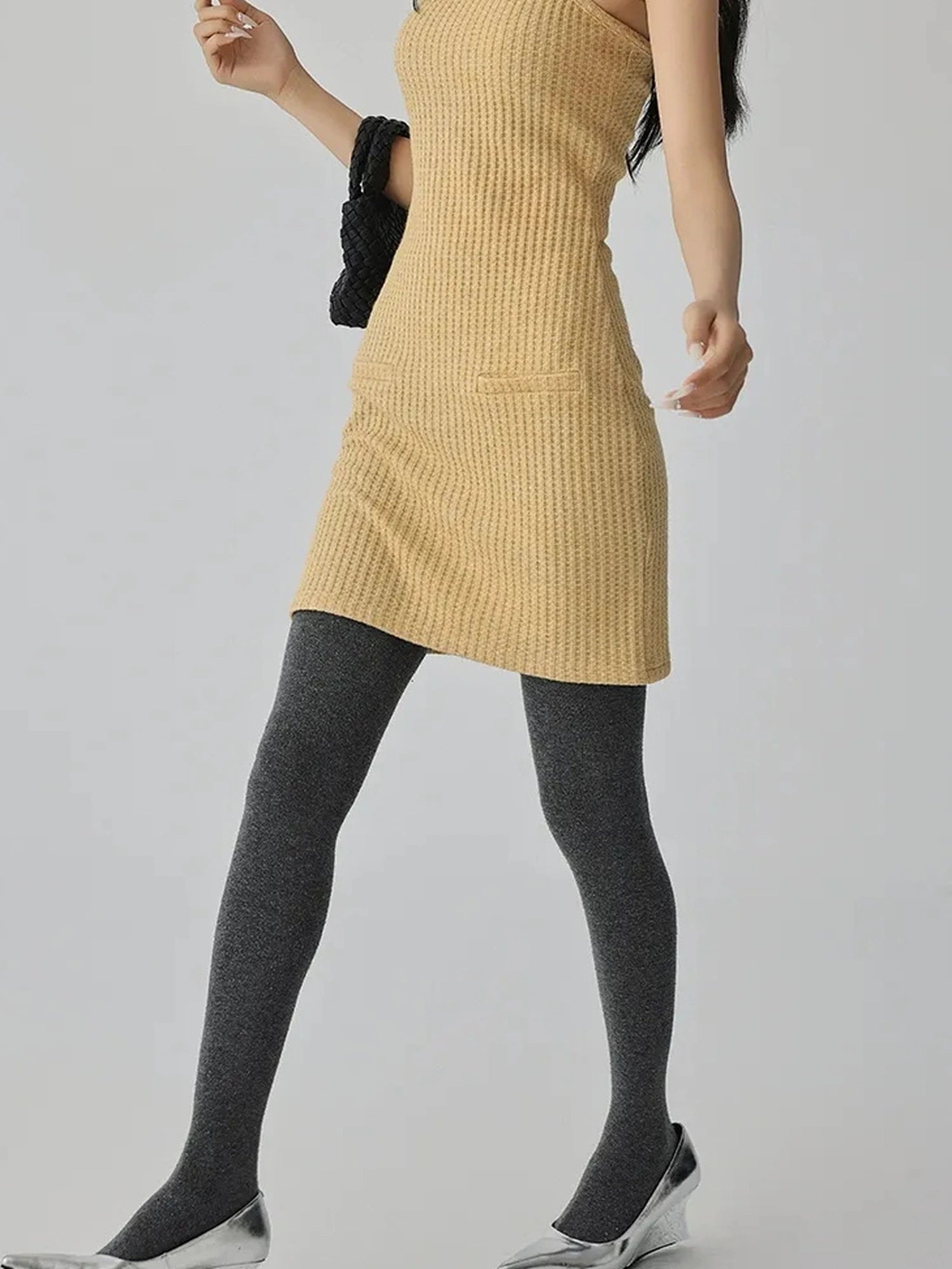 FU FRESH UP Sparkle Waffle Knit Slip Dress