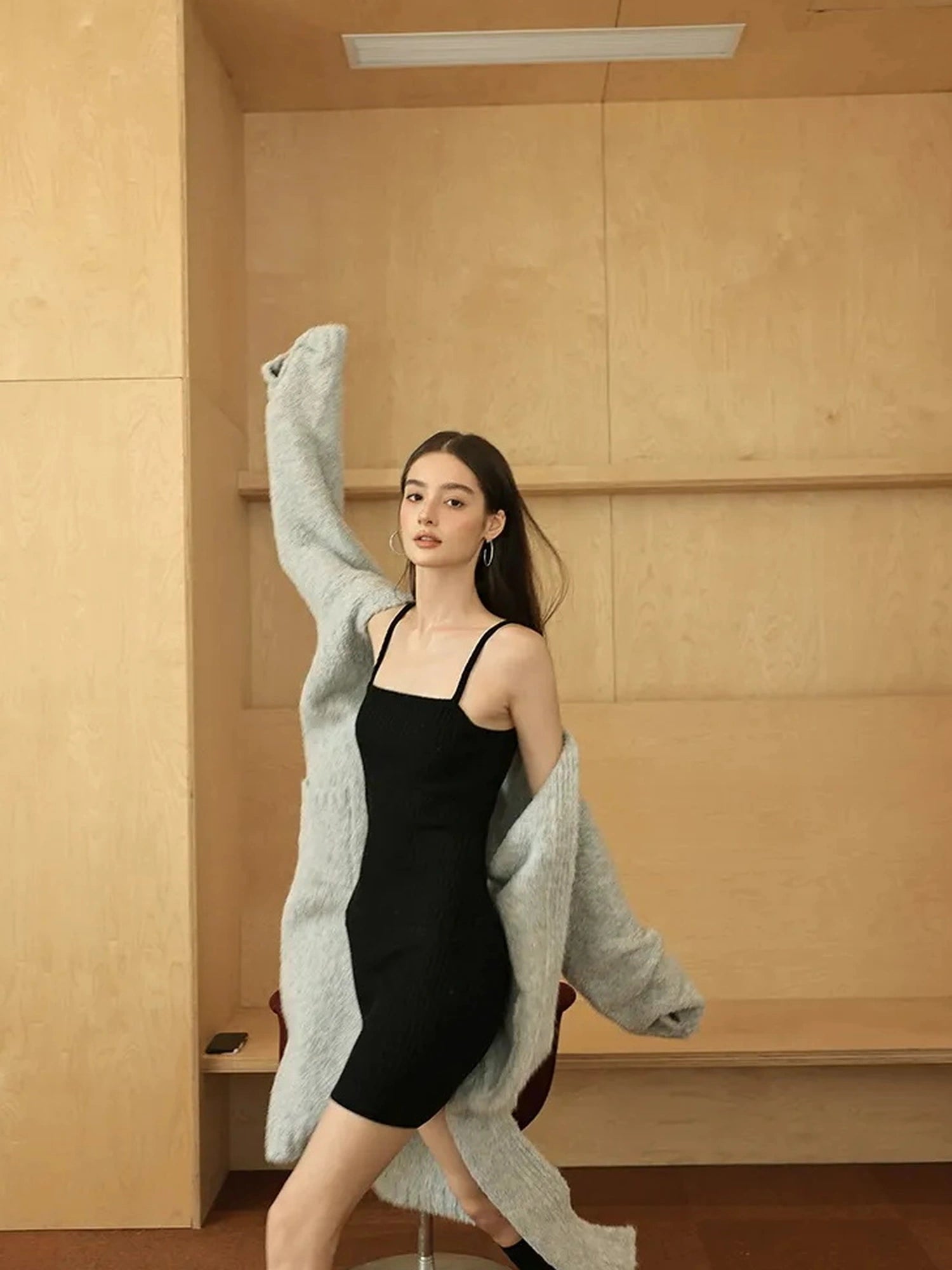FU FRESH UP Sparkle Waffle Knit Slip Dress