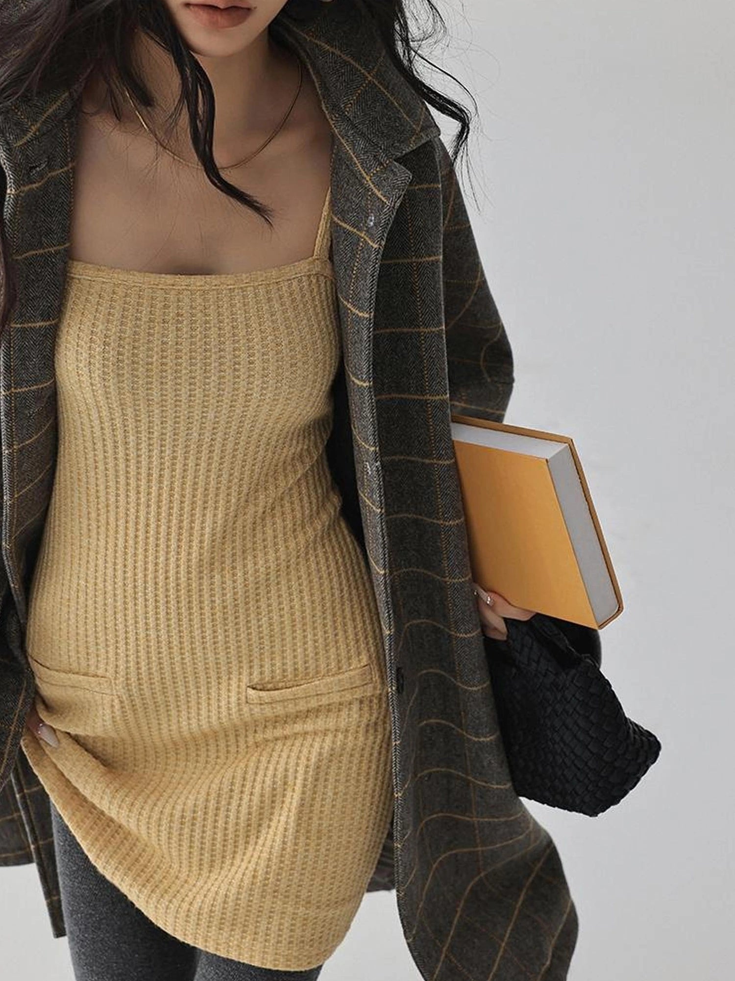 FU FRESH UP Sparkle Waffle Knit Slip Dress