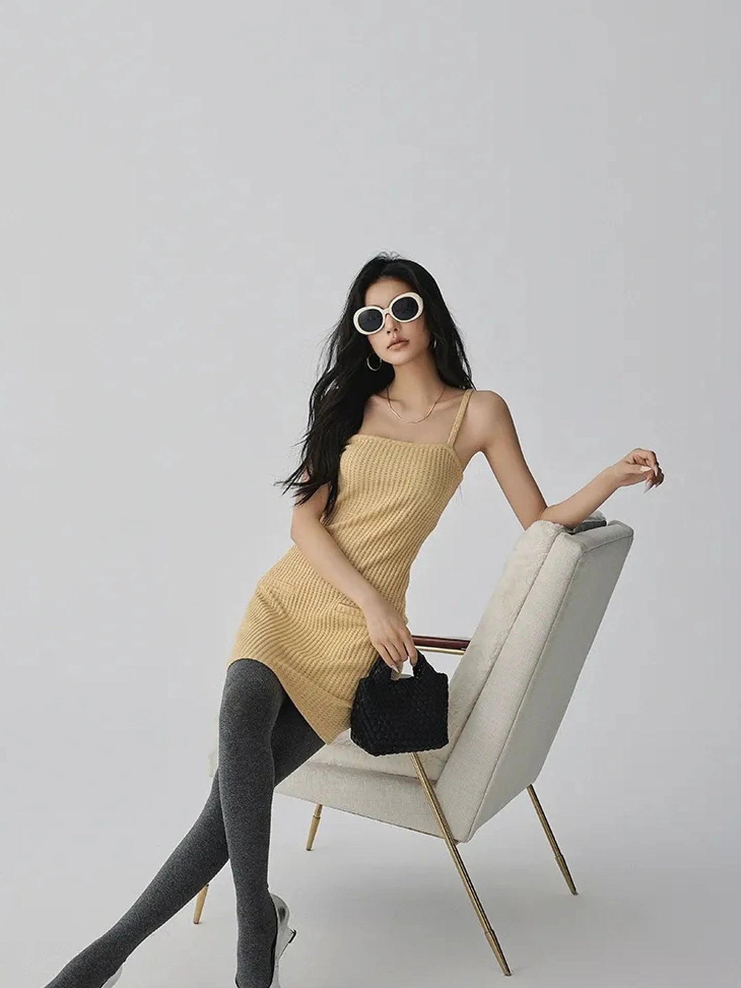 FU FRESH UP Sparkle Waffle Knit Slip Dress