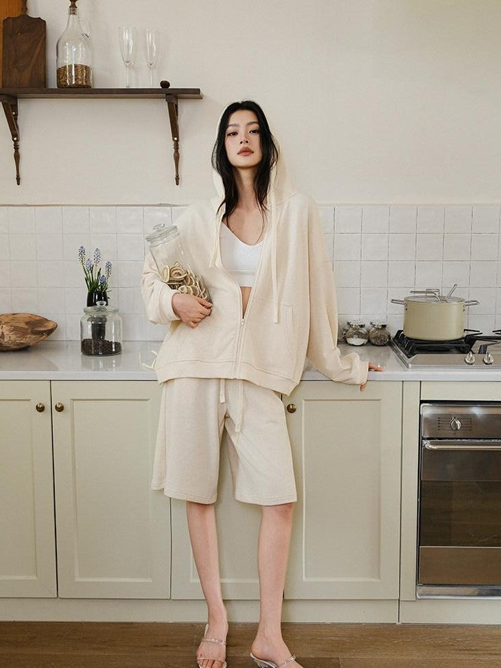 FU FRESH UP Sporty Casual Loose Hooded Youthful Lightweight Women&