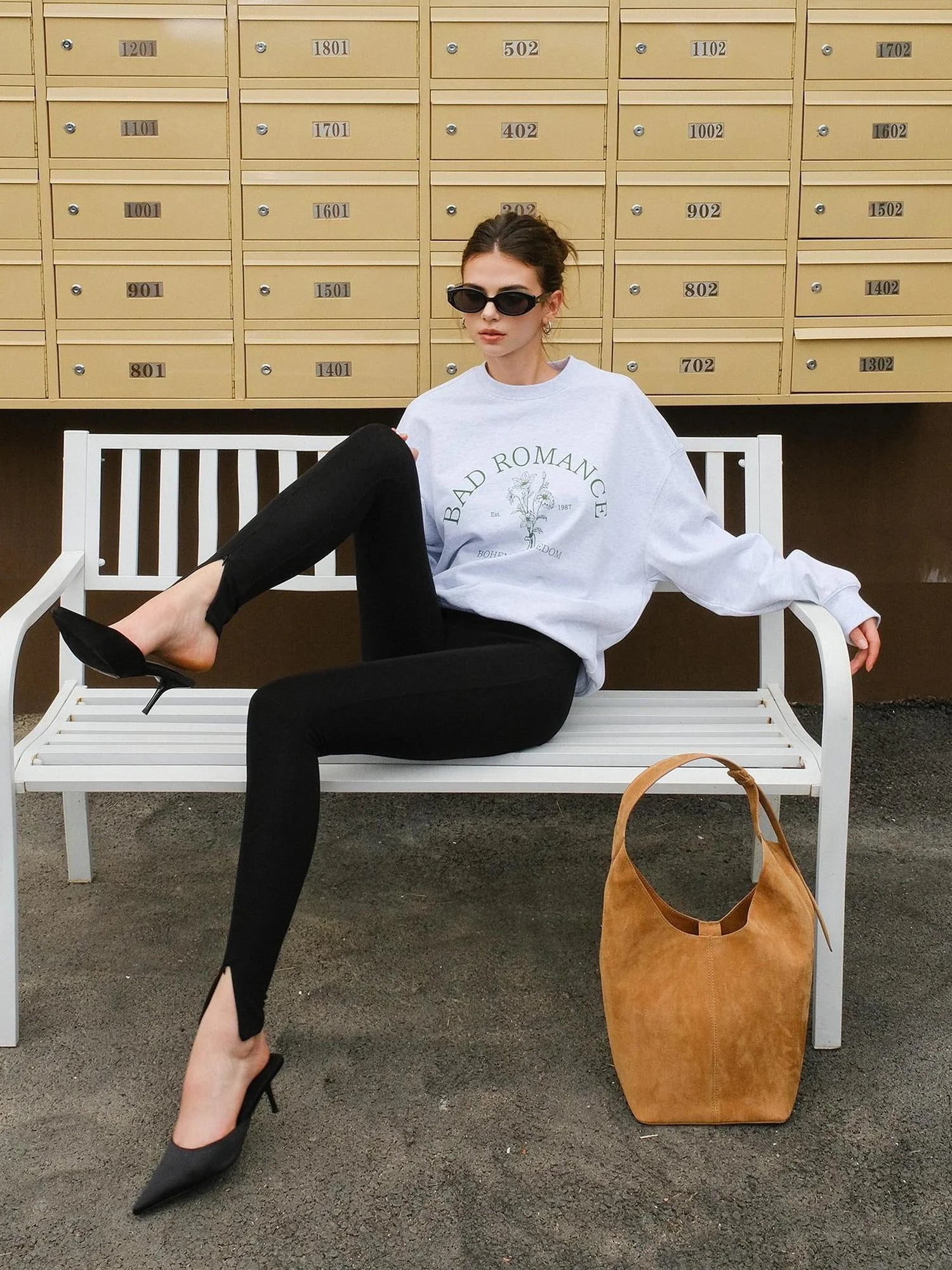 FU FRESH UP Stretch Fit Fleece Lined Split Hem Leggings