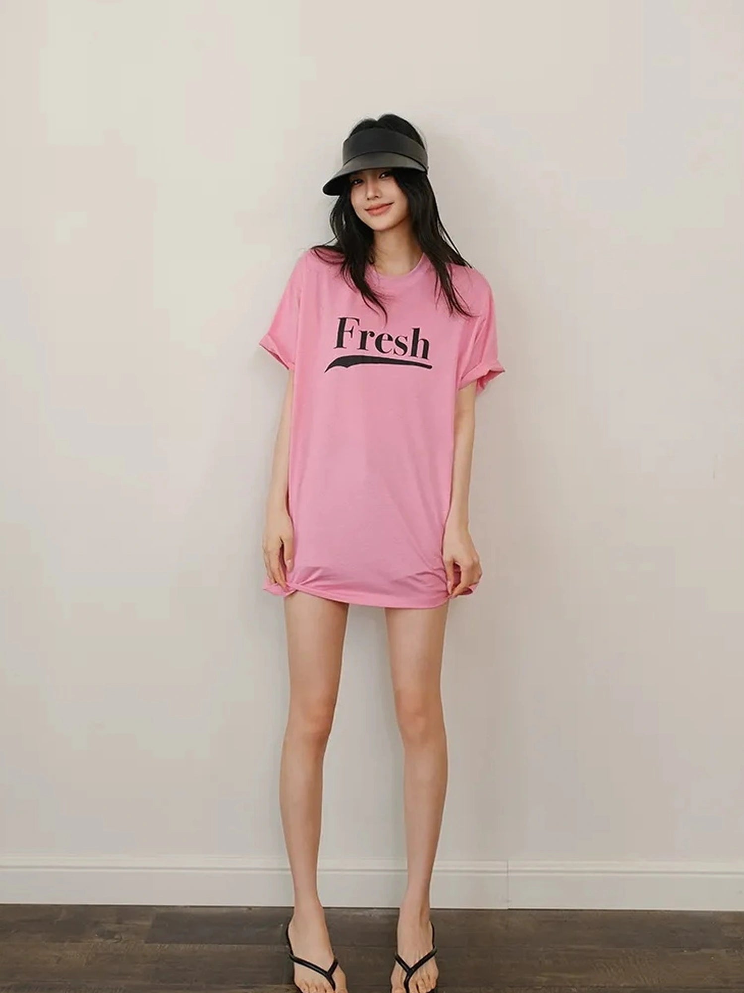 FU FRESH UP Summer Dopamine Color Block Print V-neck T-shirt Long Sleeve