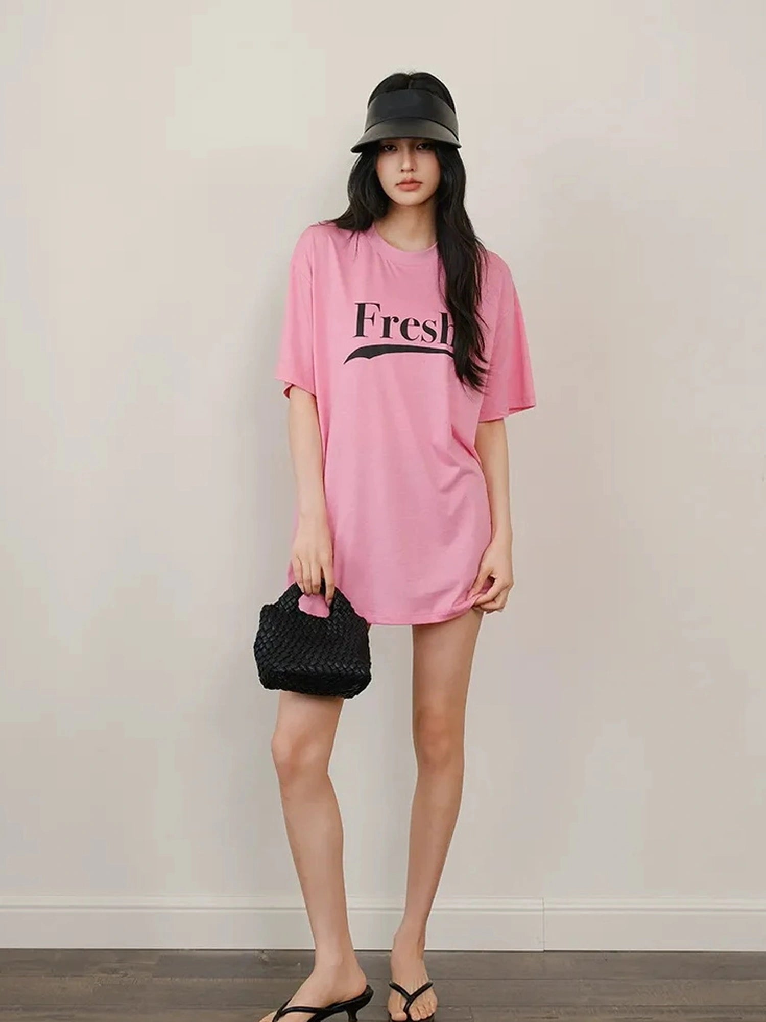 FU FRESH UP Summer Dopamine Color Block Print V-neck T-shirt Long Sleeve