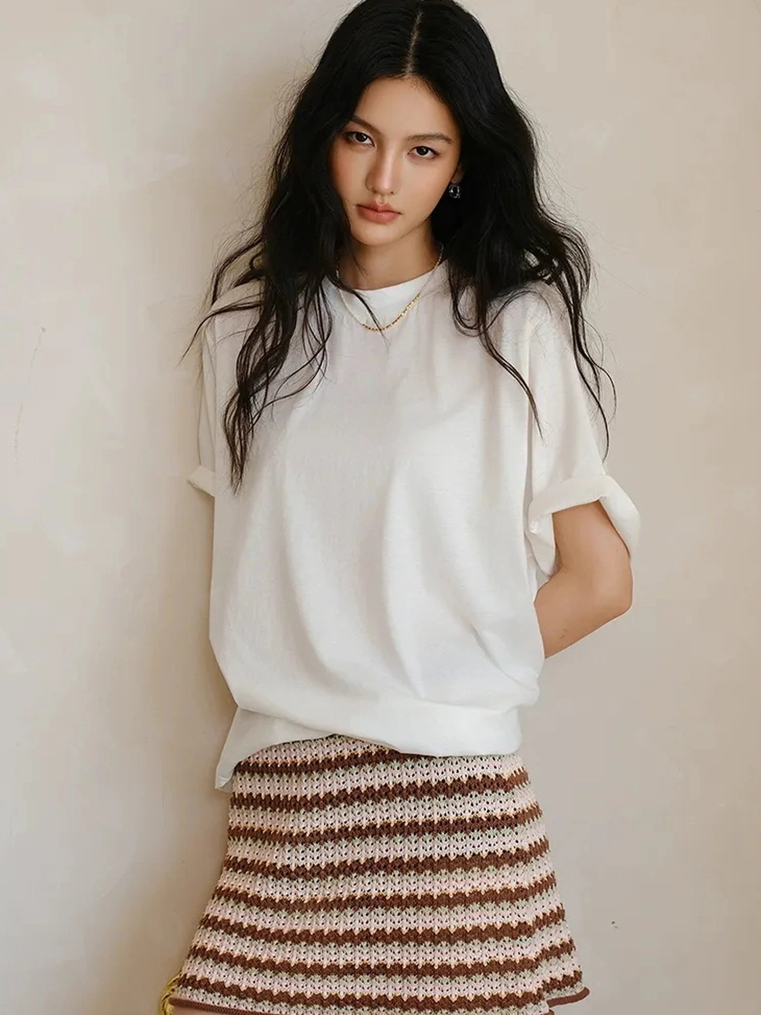FU FRESH UP Summer Hollow Knit A Line Skirt