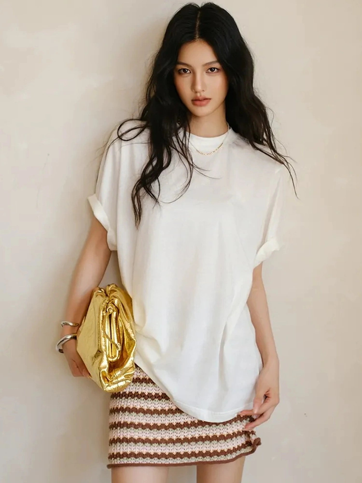 FU FRESH UP Summer Hollow Knit A Line Skirt