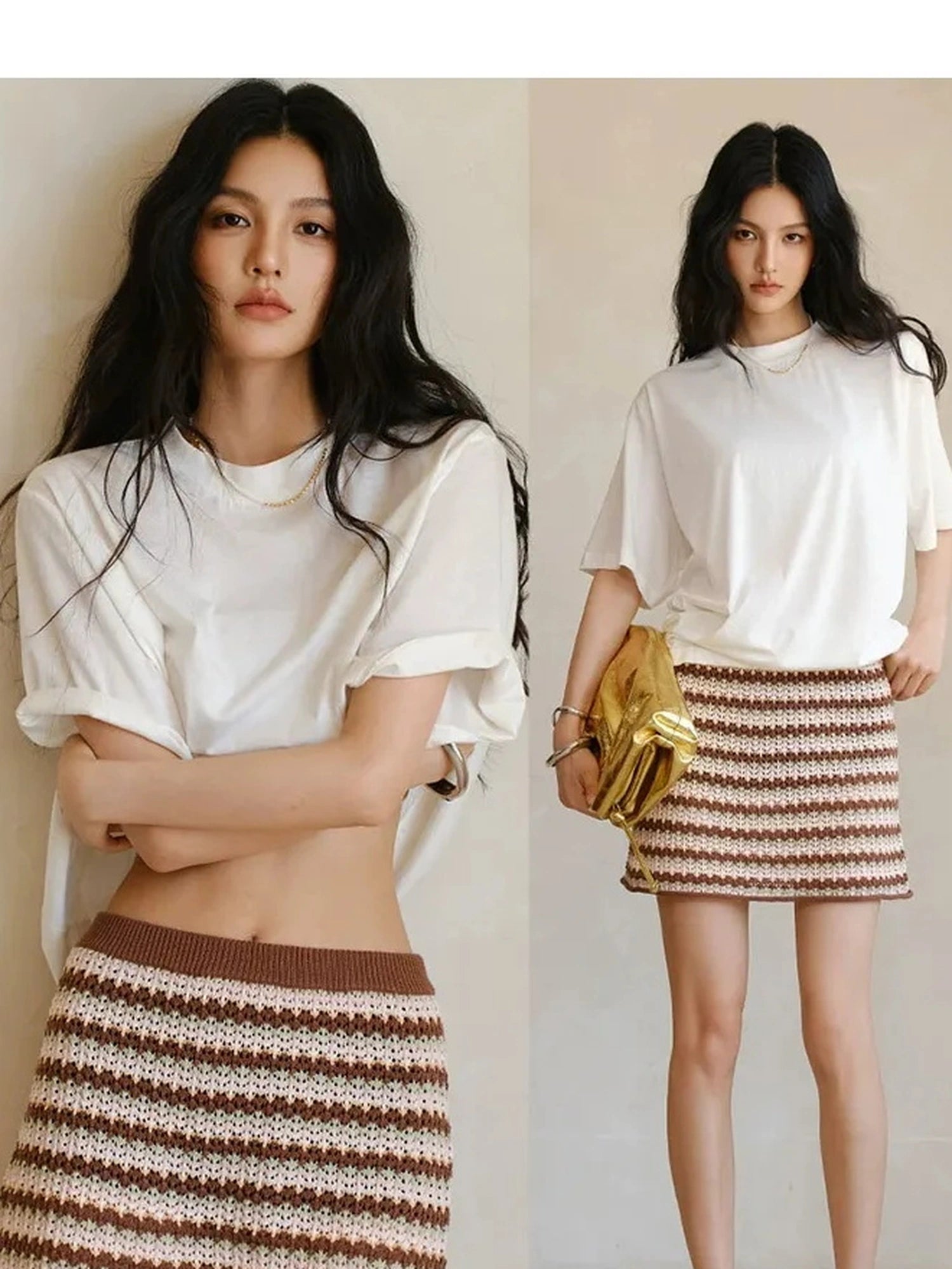 FU FRESH UP Summer Hollow Knit A Line Skirt