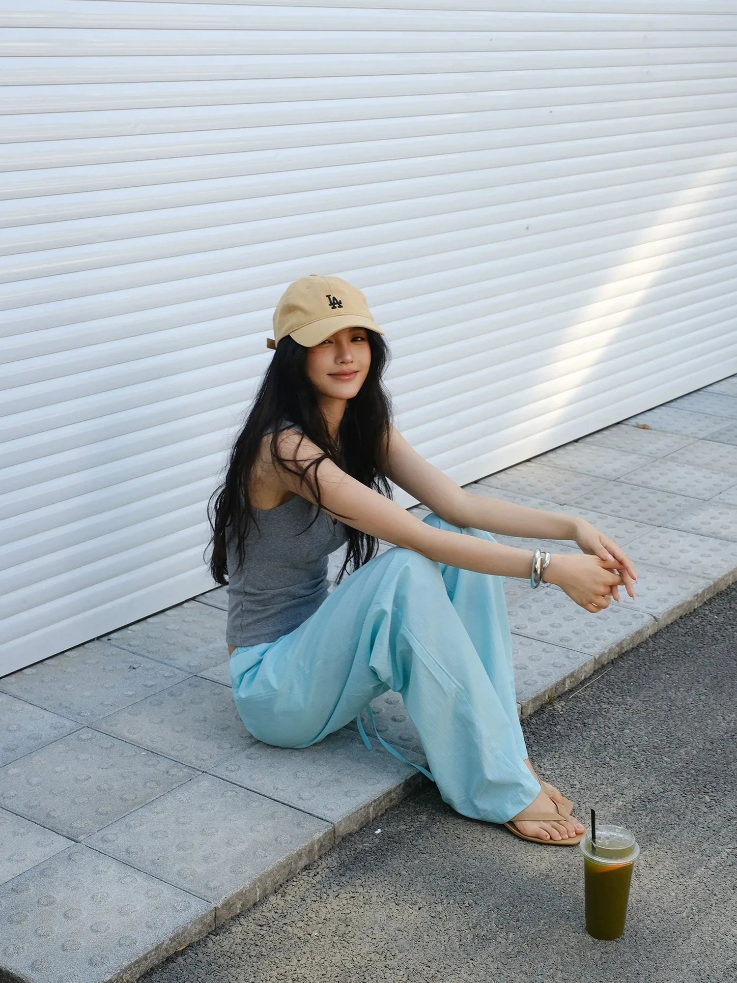 FU FRESH UP Summer Oxygen Wide Leg Striped Trousers