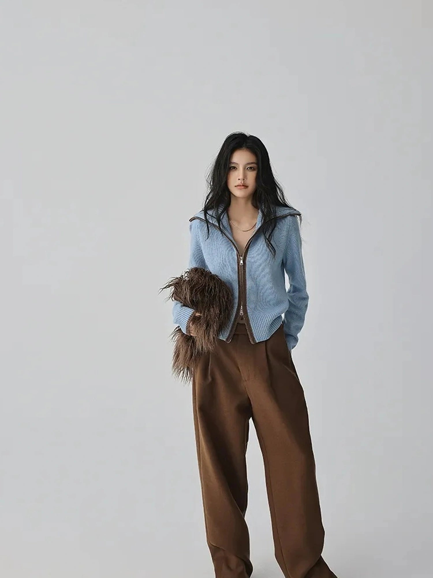 FU FRESH UP Tailored Wool Blend Tapered Trousers