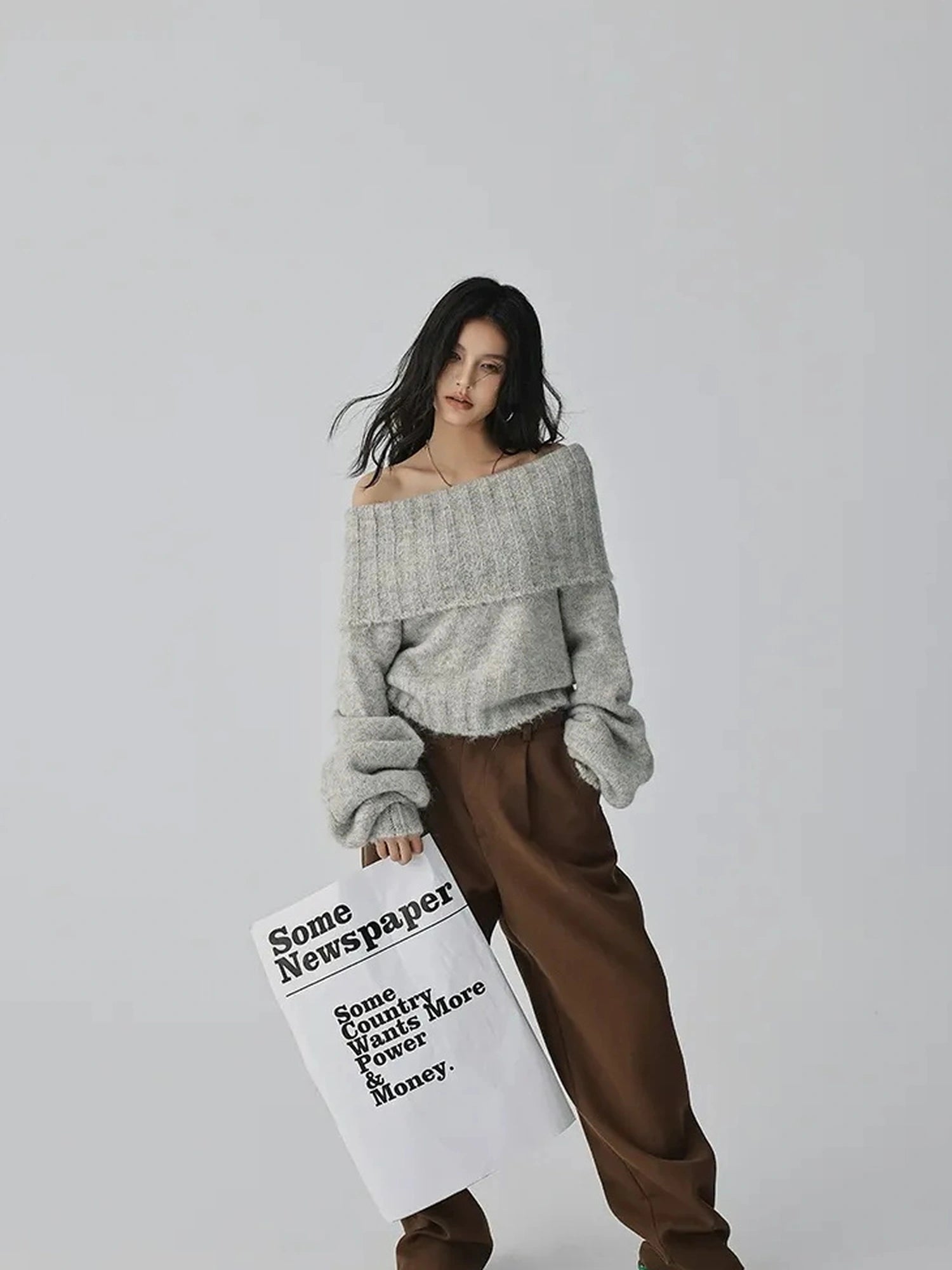FU FRESH UP Tailored Wool Blend Tapered Trousers