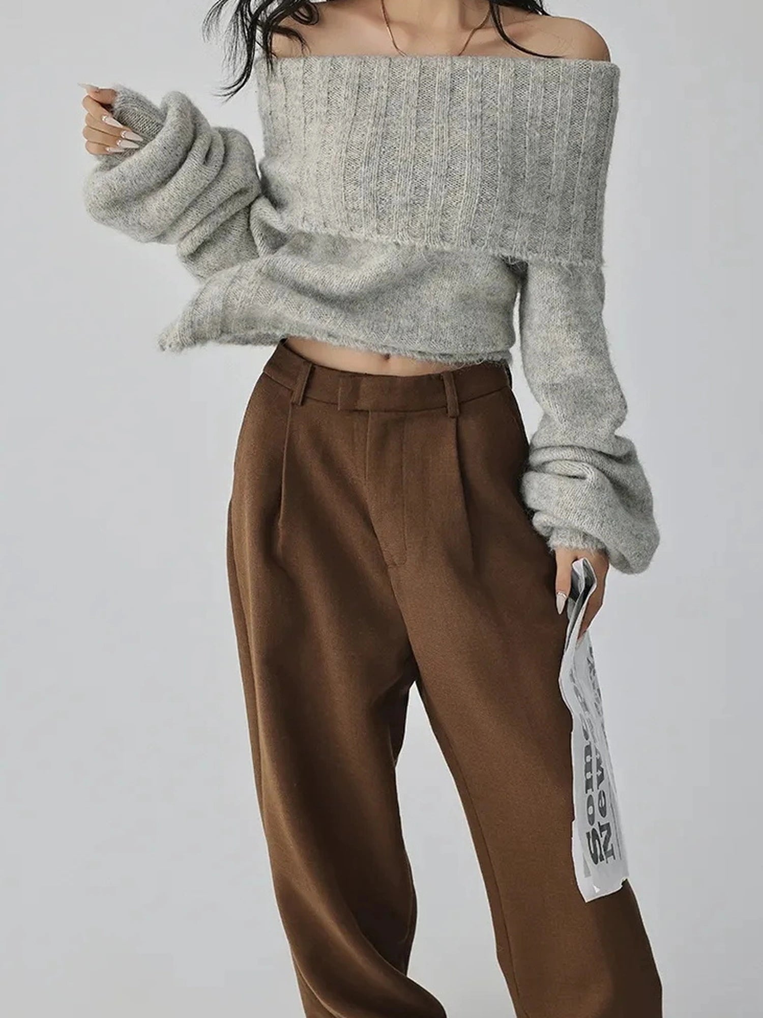 FU FRESH UP Tailored Wool Blend Tapered Trousers