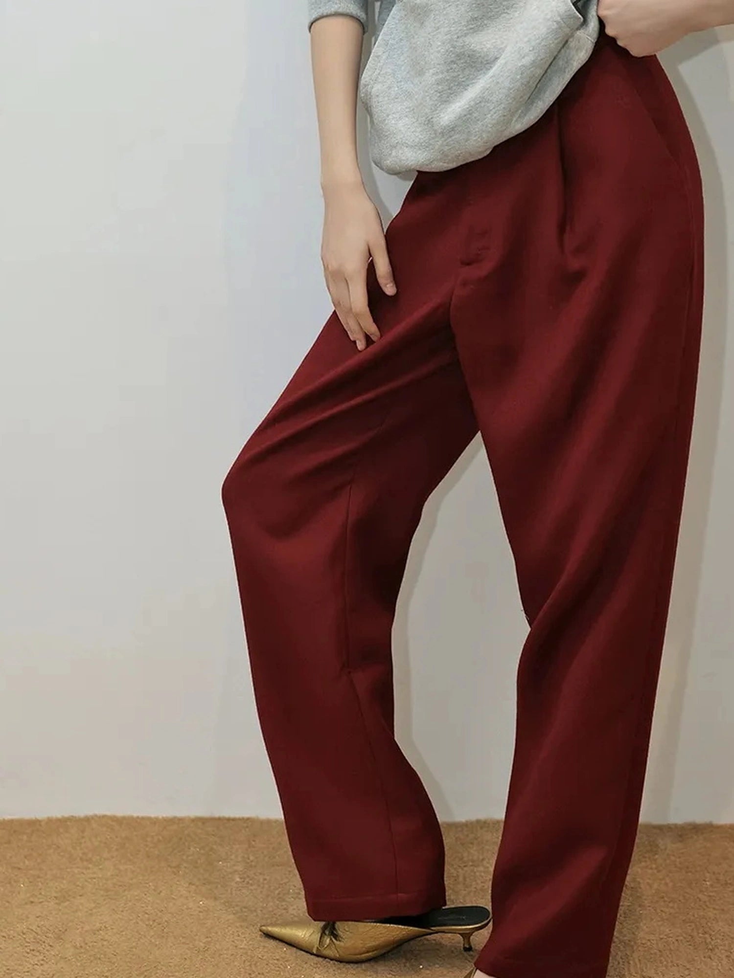 FU FRESH UP Tailored Wool Blend Tapered Trousers