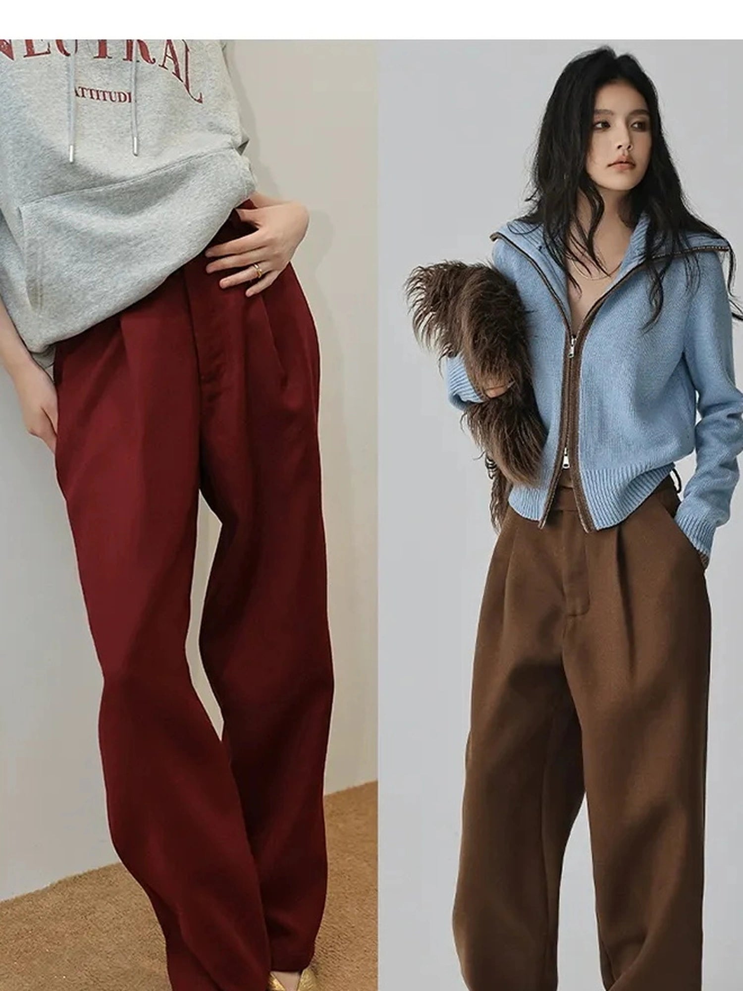 FU FRESH UP Tailored Wool Blend Tapered Trousers
