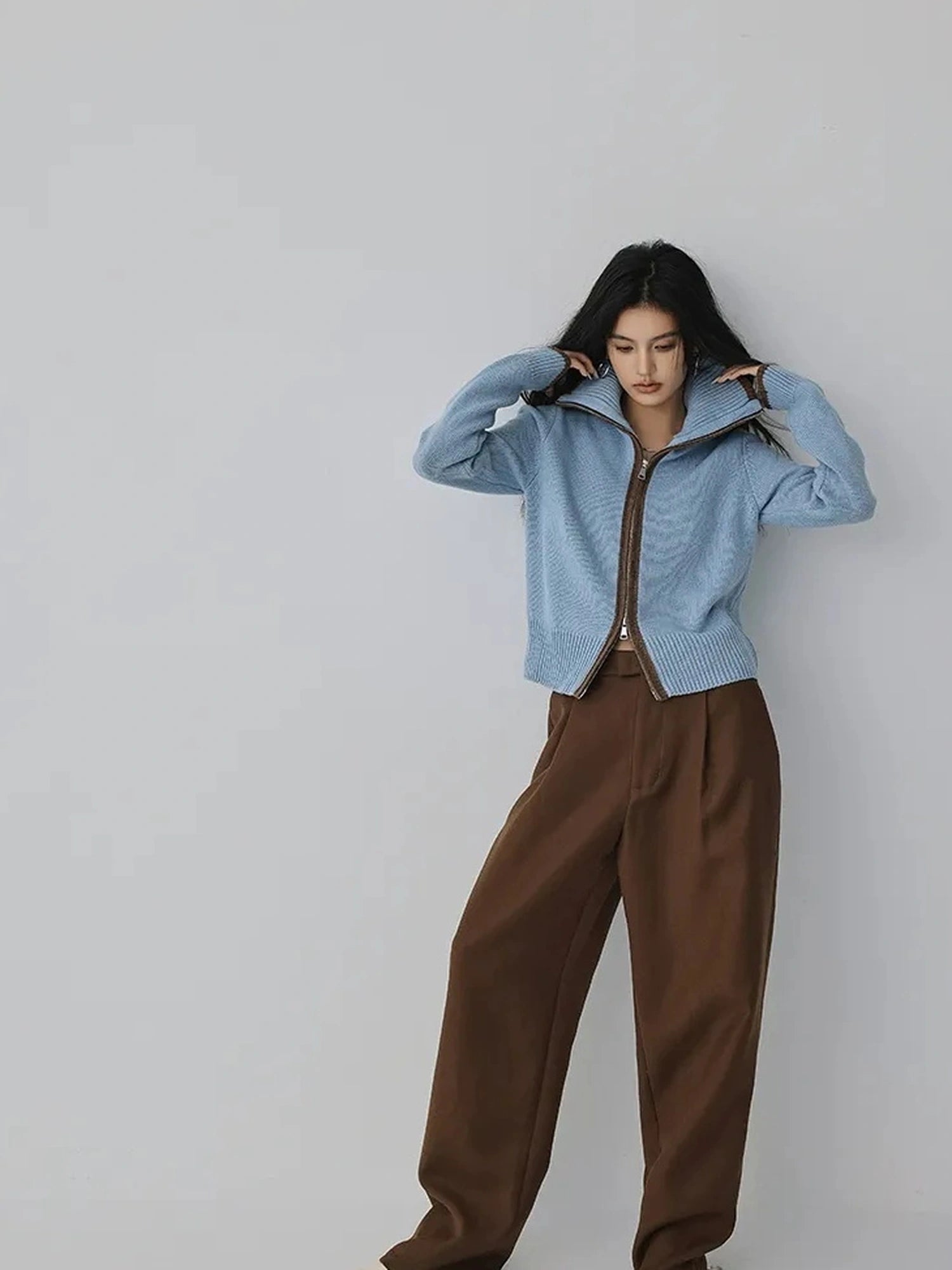 FU FRESH UP Tailored Wool Blend Tapered Trousers