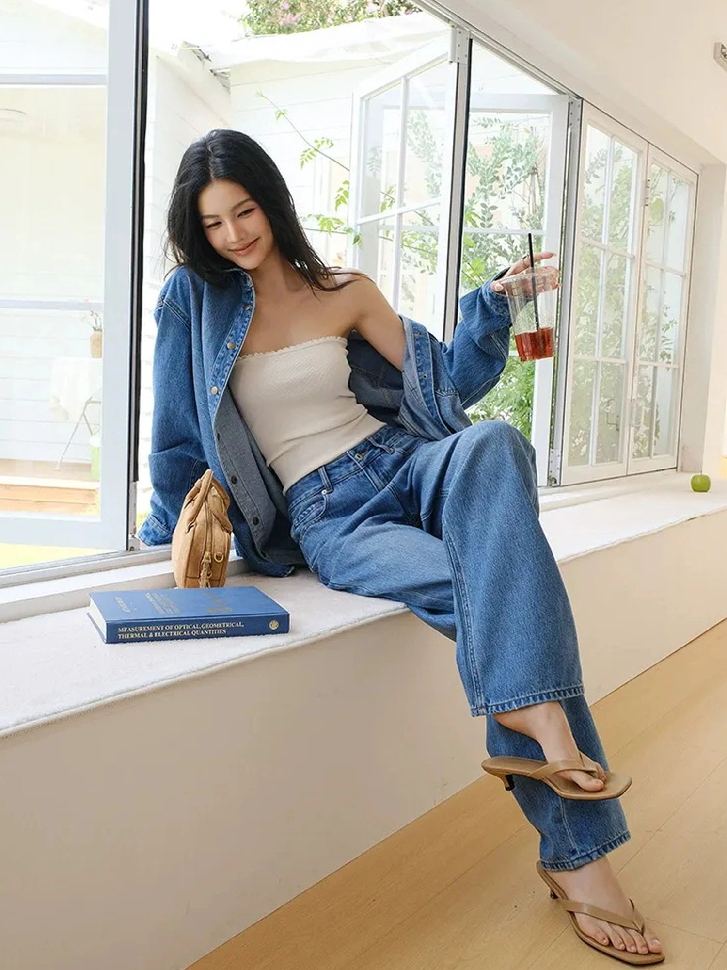 FU FRESH UP Tencel Cotton Ripped Relaxed Straight Leg Jeans