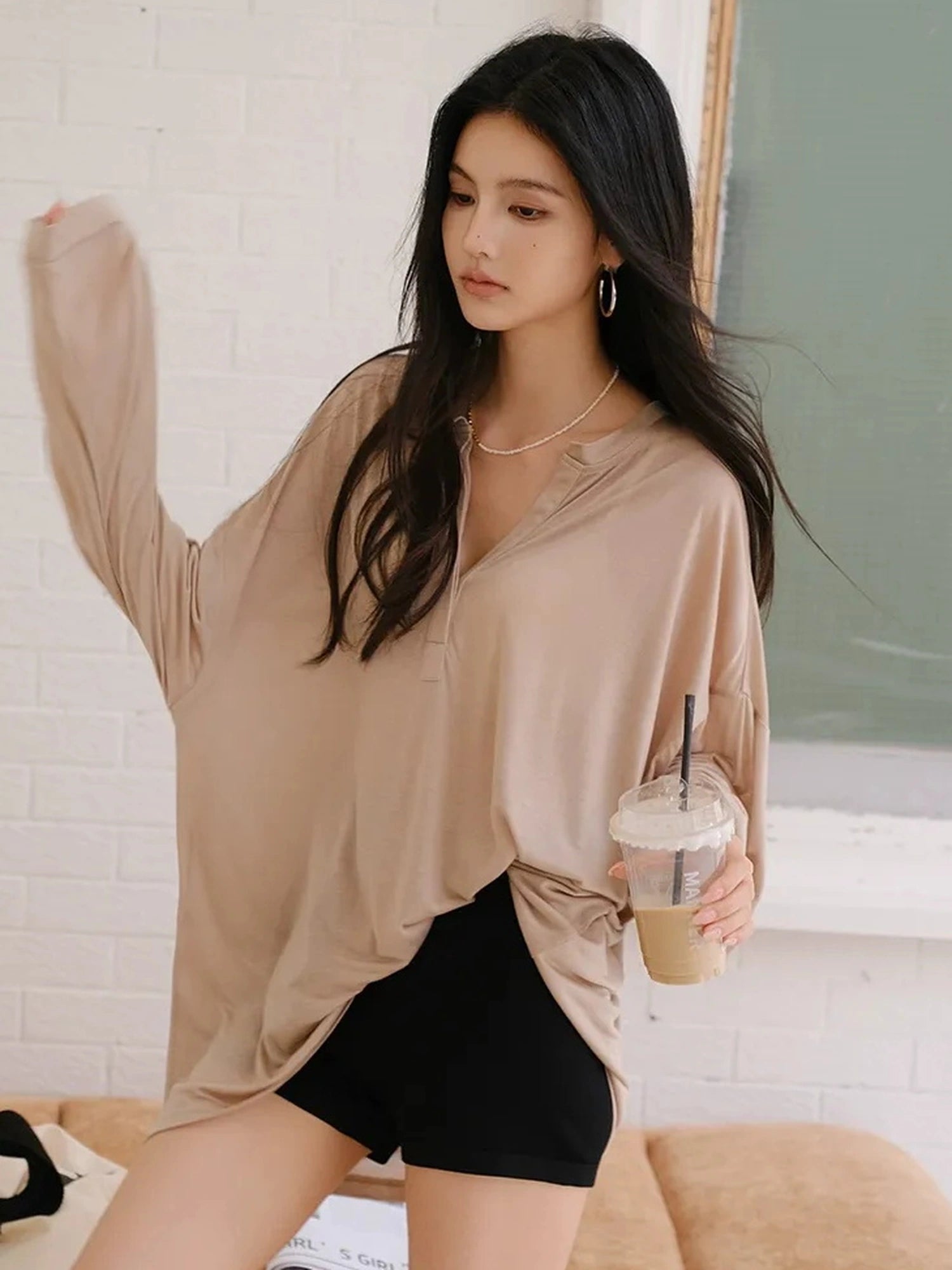FU FRESH UP Tencel Relaxed V-neck T-shirt