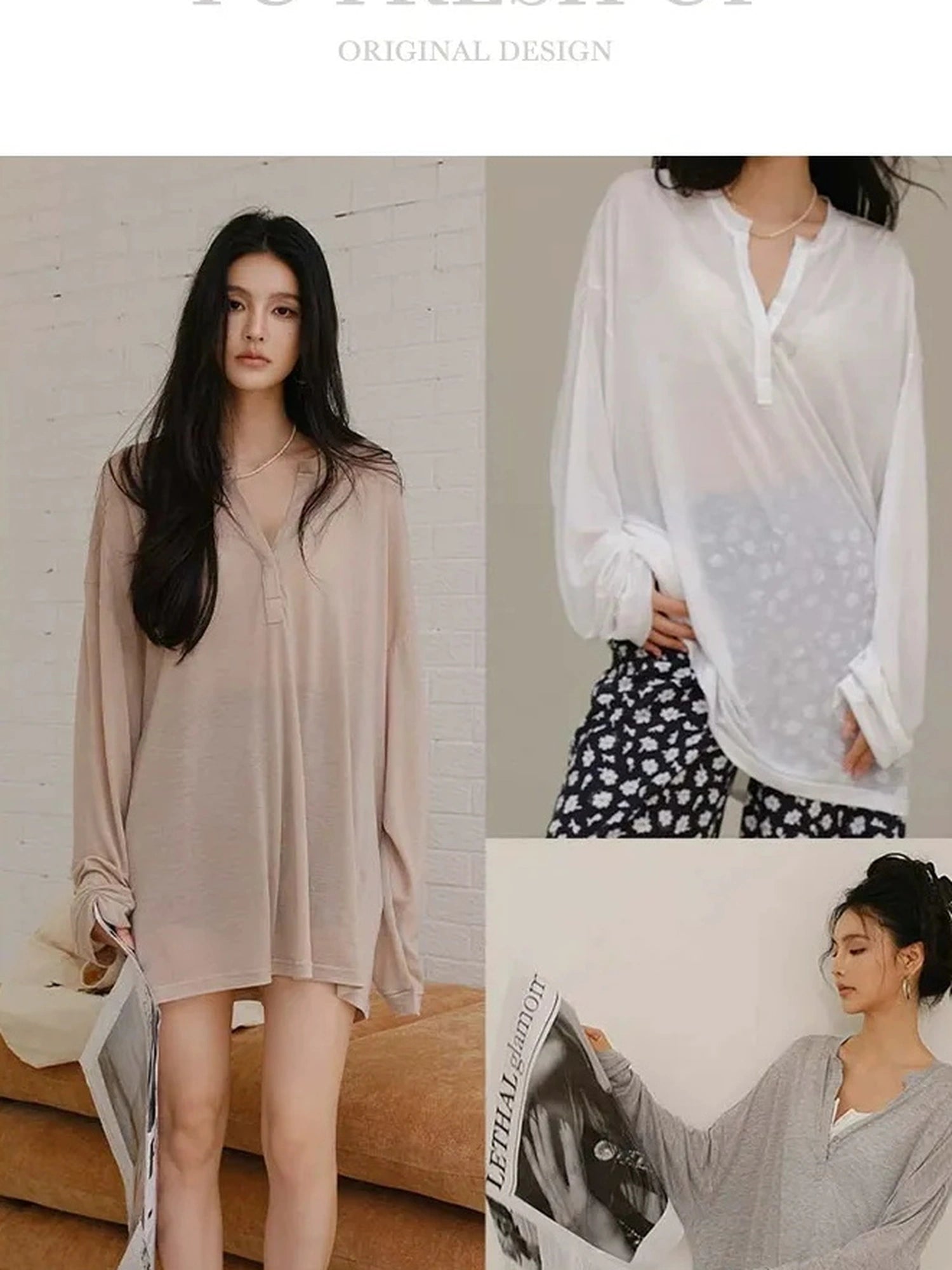 FU FRESH UP Tencel Relaxed V-neck T-shirt