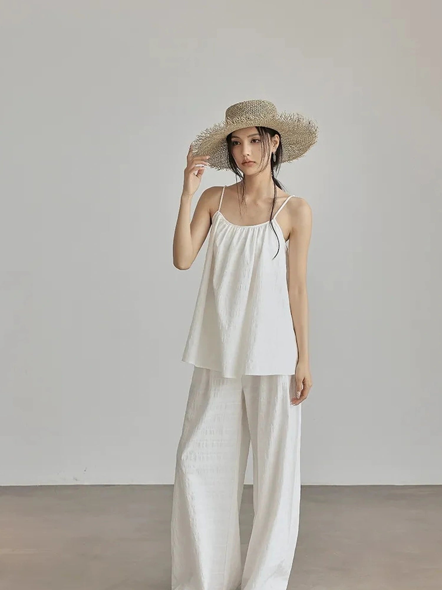 FU FRESH UP Textured French Ribbed Cami And Pant Set