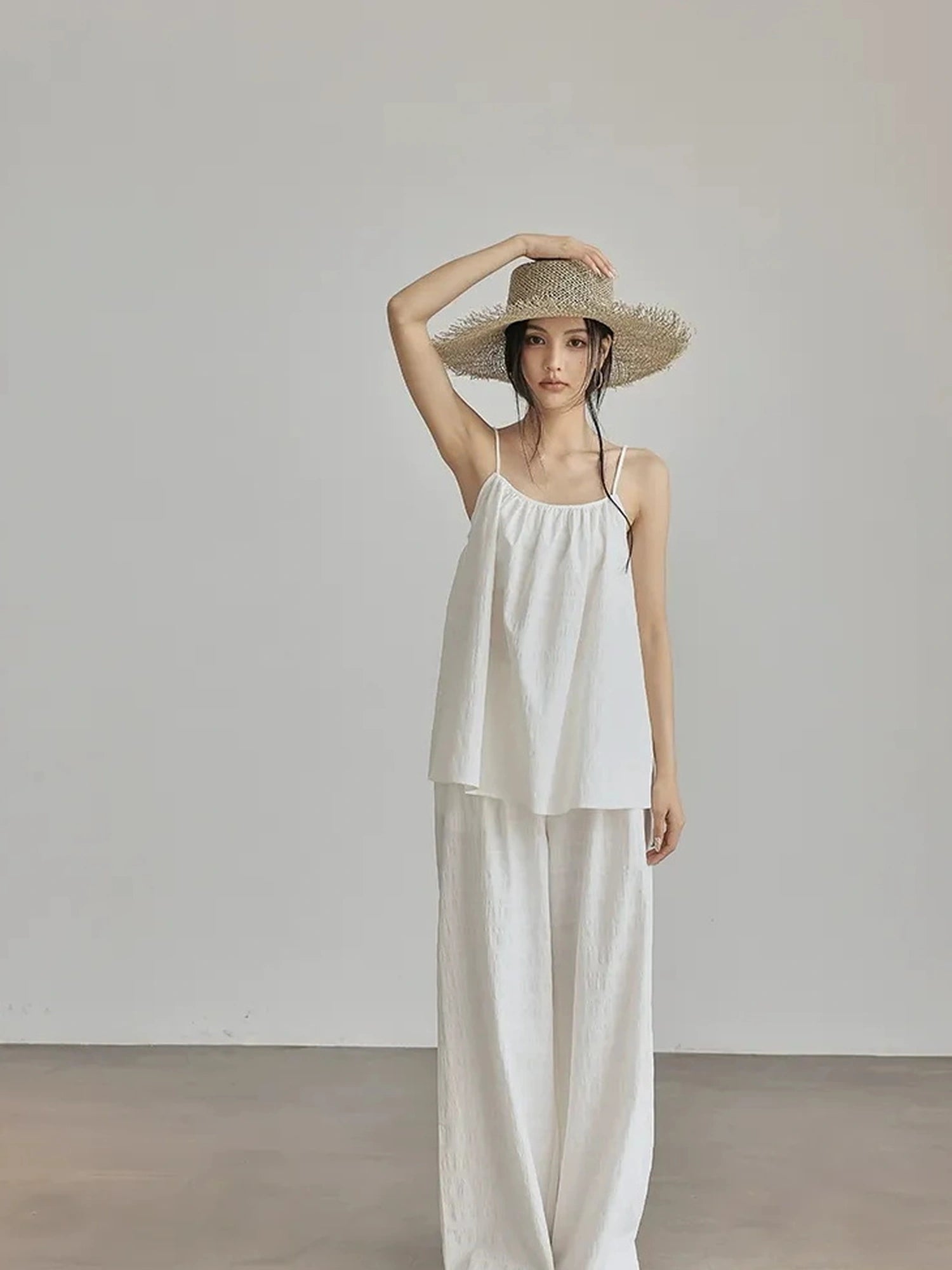 FU FRESH UP Textured French Ribbed Cami And Pant Set