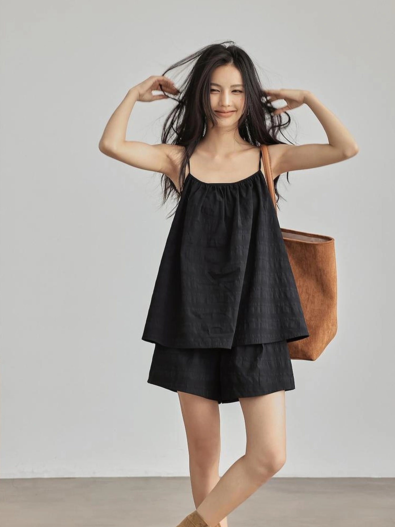FU FRESH UP Textured French Ribbed Cami And Pant Set