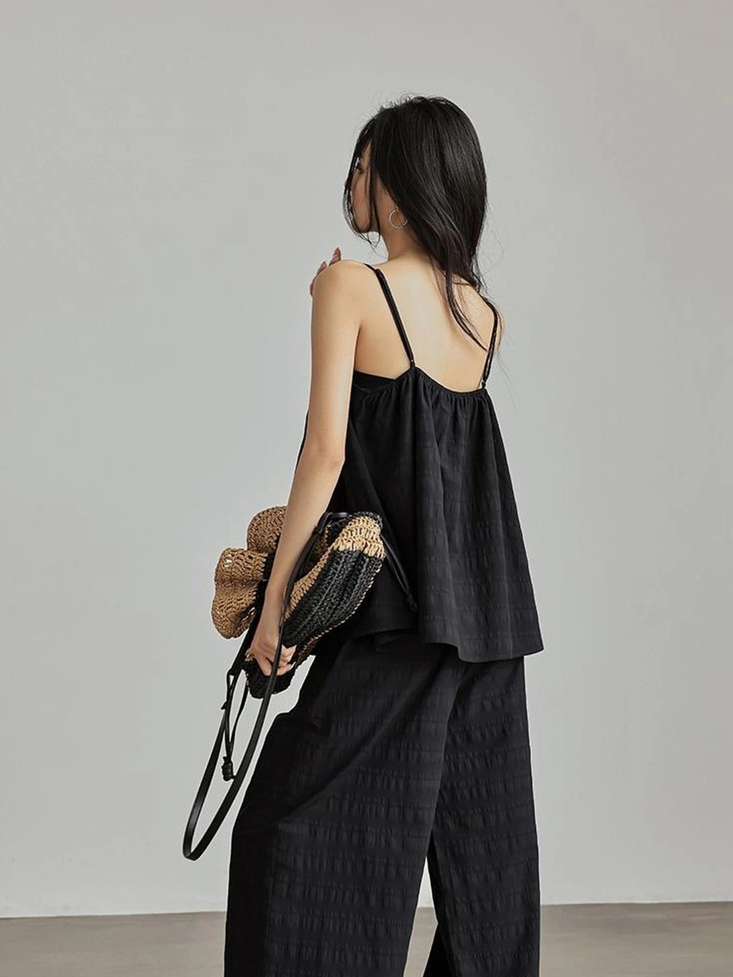 FU FRESH UP Textured French Ribbed Cami And Pant Set
