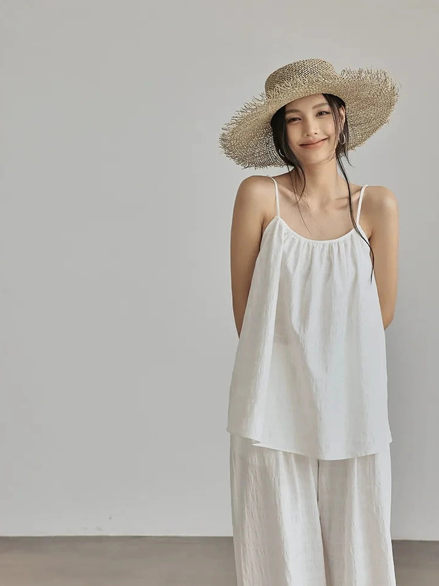 FU FRESH UP Textured French Ribbed Cami And Pant Set