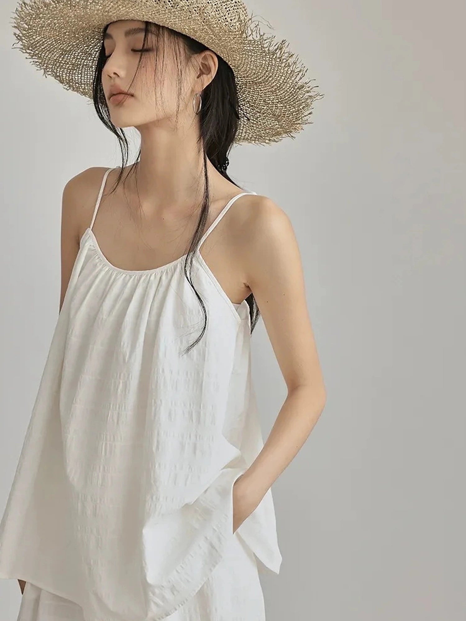 FU FRESH UP Textured French Ribbed Cami And Pant Set