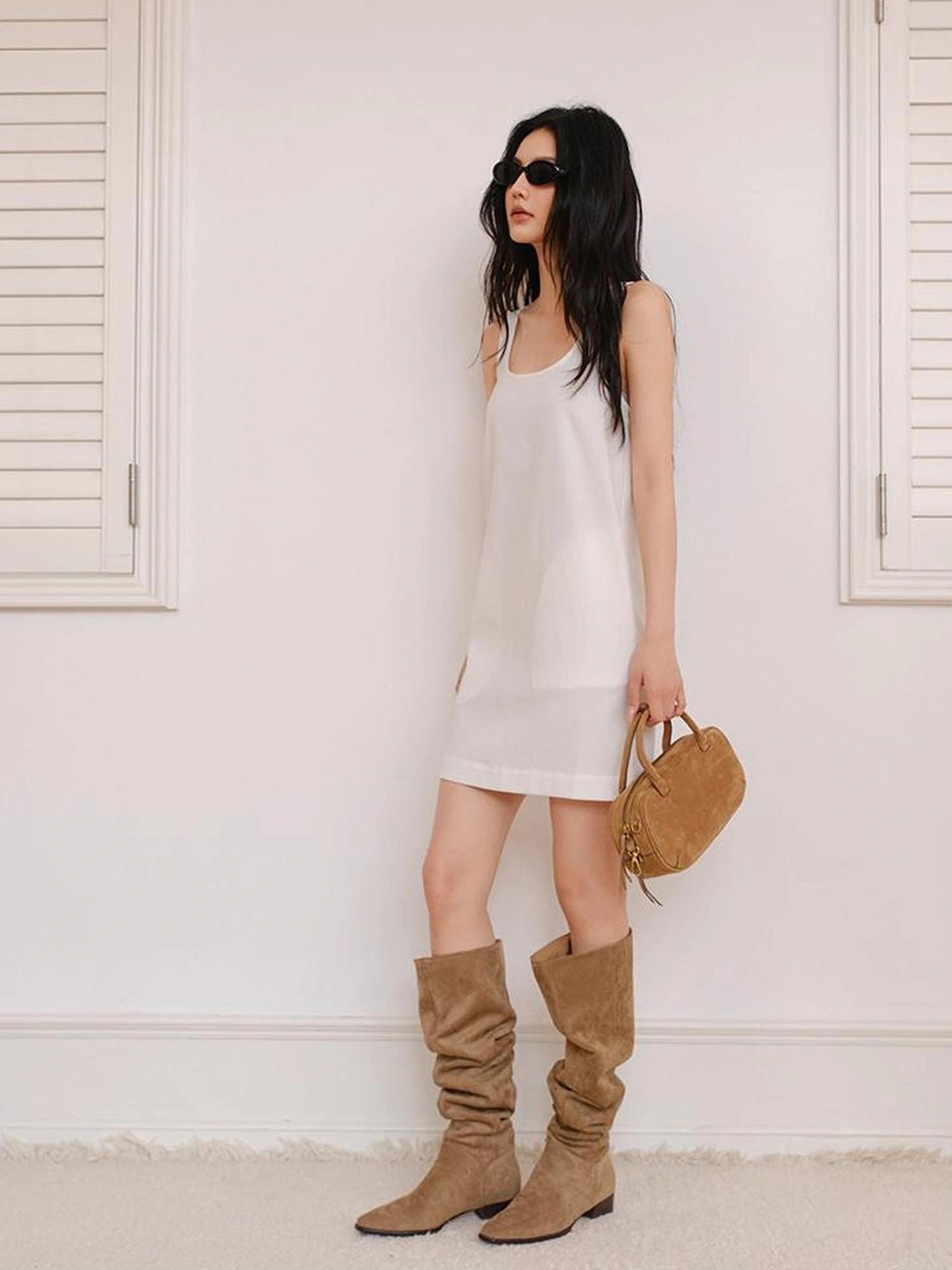 FU FRESH UP Textured Linen Blend Waistcoat Dress Blazer Set