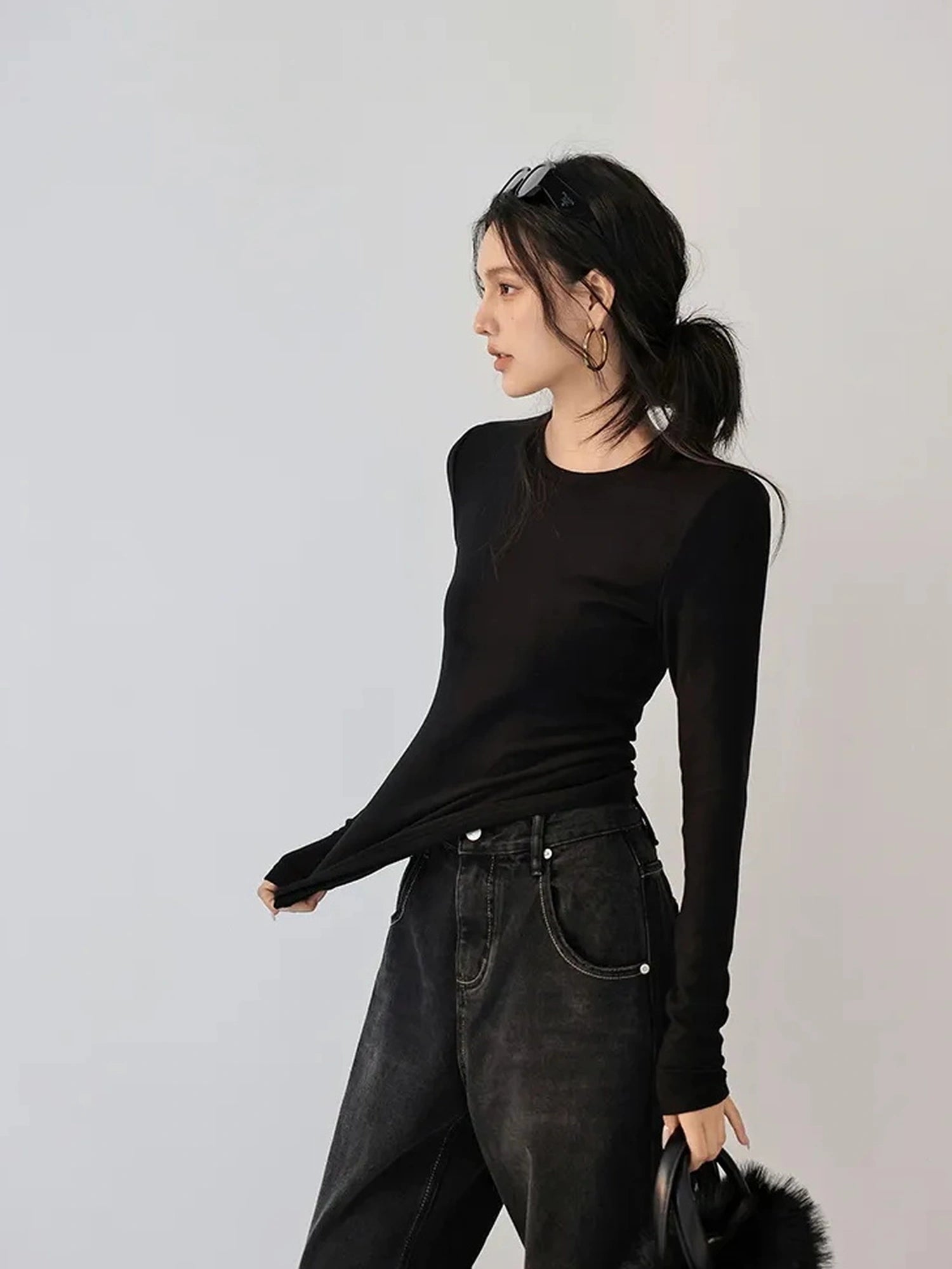 Thermal Fleece Lined Slimming Base Layer Set V-neck T-shirt Long Sleeve