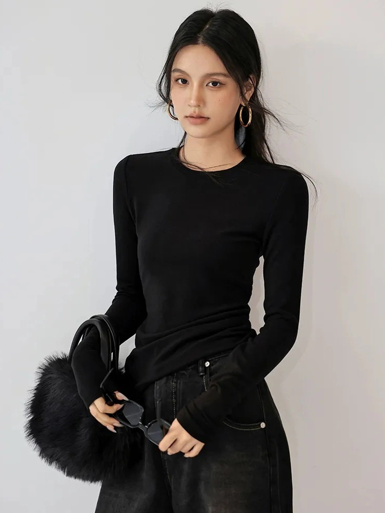 Thermal Fleece Lined Slimming Base Layer Set V-neck T-shirt Long Sleeve