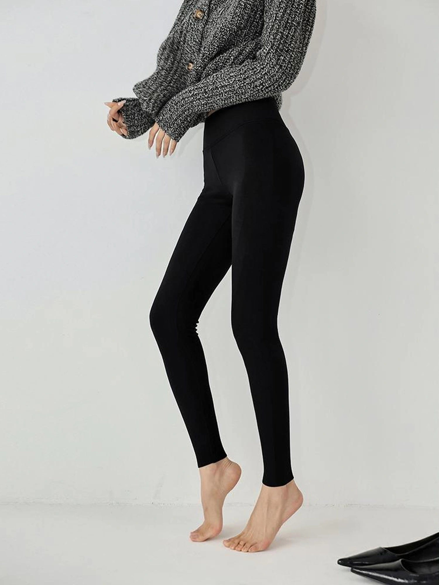 Thermal Fleece Lined Slimming Base Layer Set V-neck T-shirt Long Sleeve