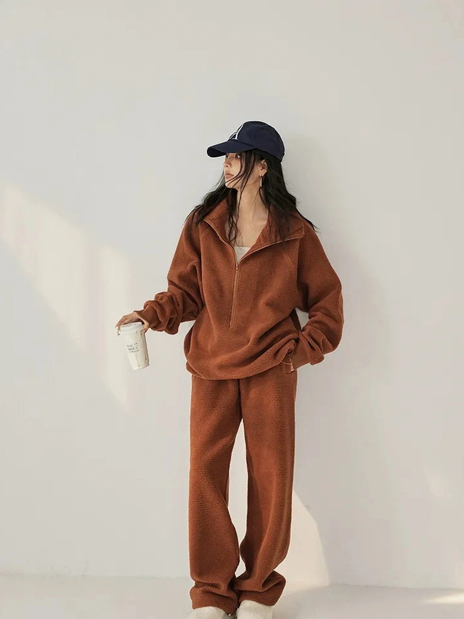 FU FRESH UP Thermal Fleece Zip Up Hoodie Set
