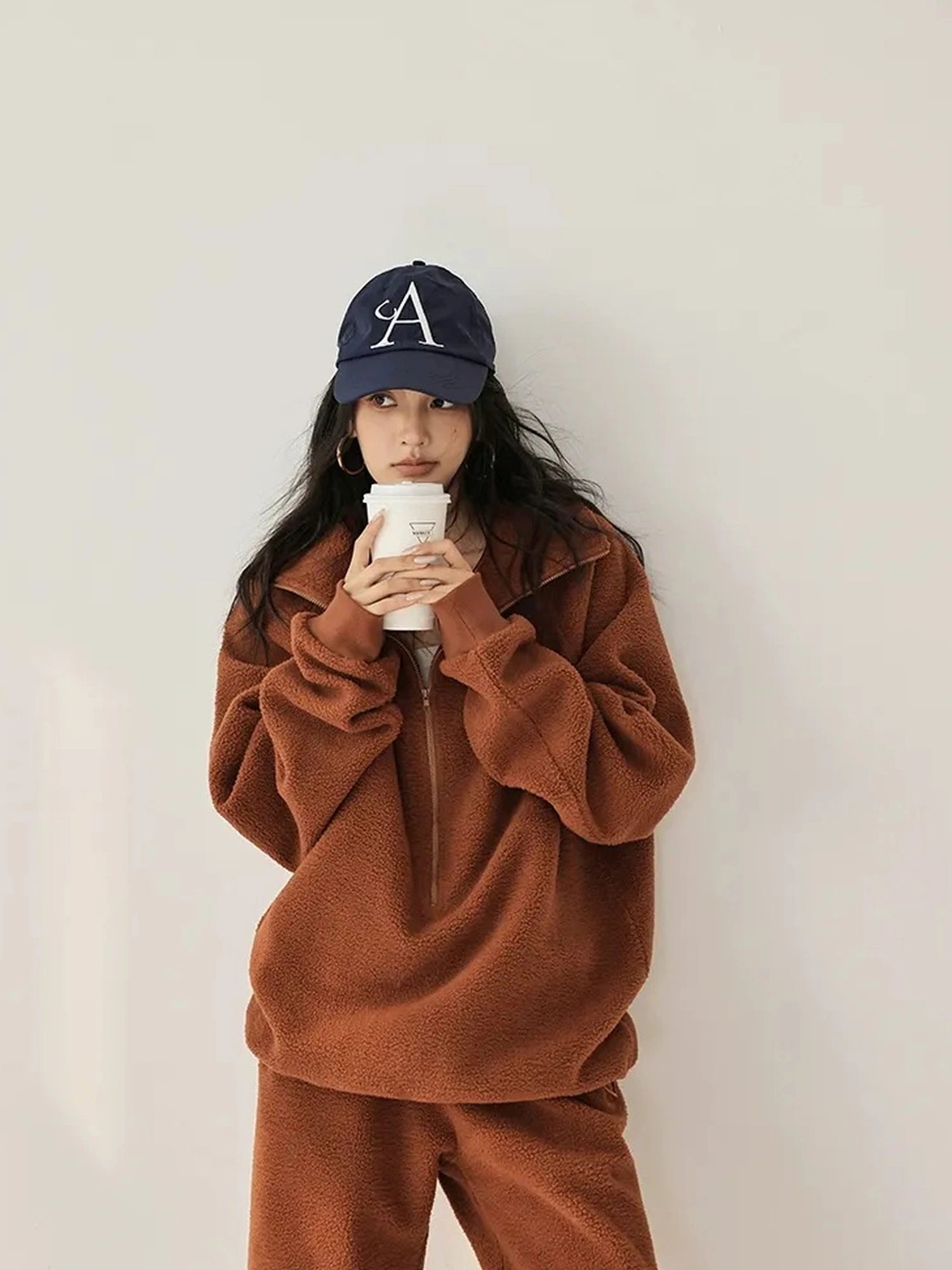 FU FRESH UP Thermal Fleece Zip Up Hoodie Set