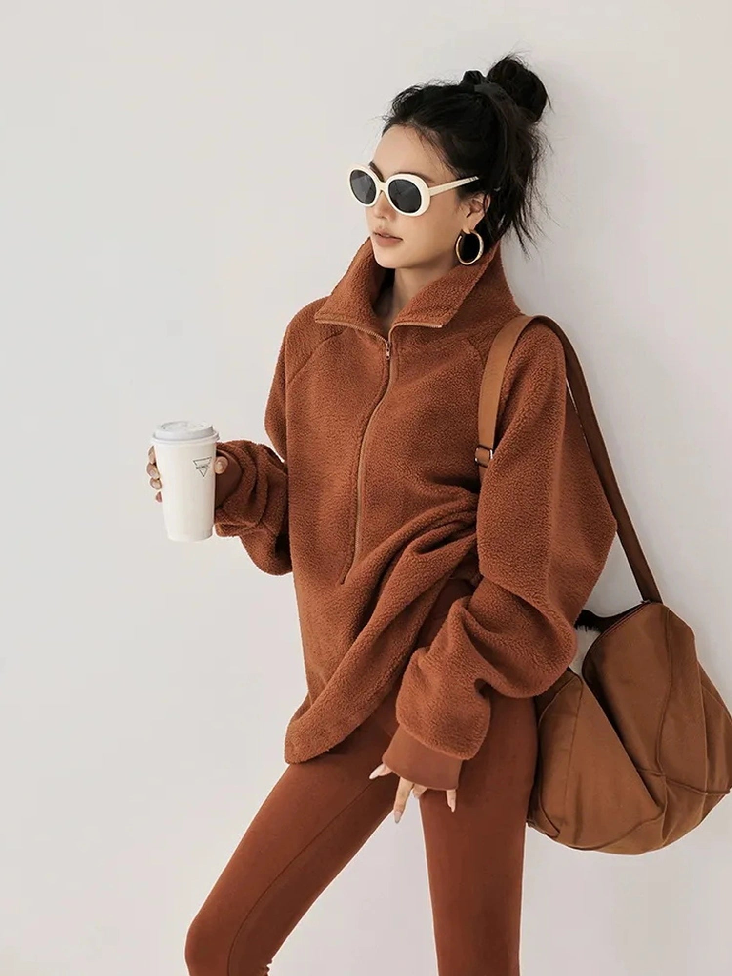 FU FRESH UP Thermal Fleece Zip Up Hoodie Set