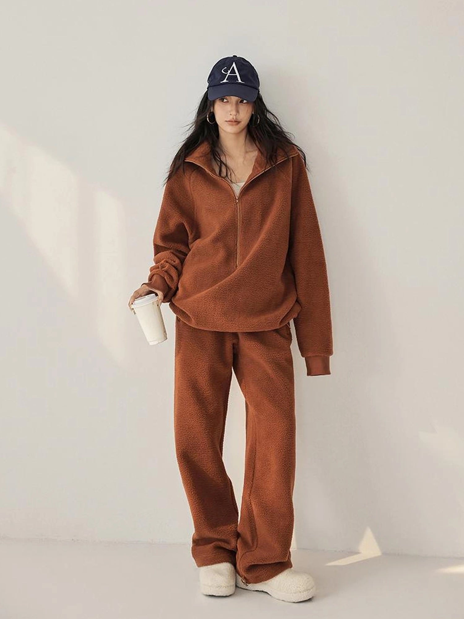 FU FRESH UP Thermal Fleece Zip Up Hoodie Set