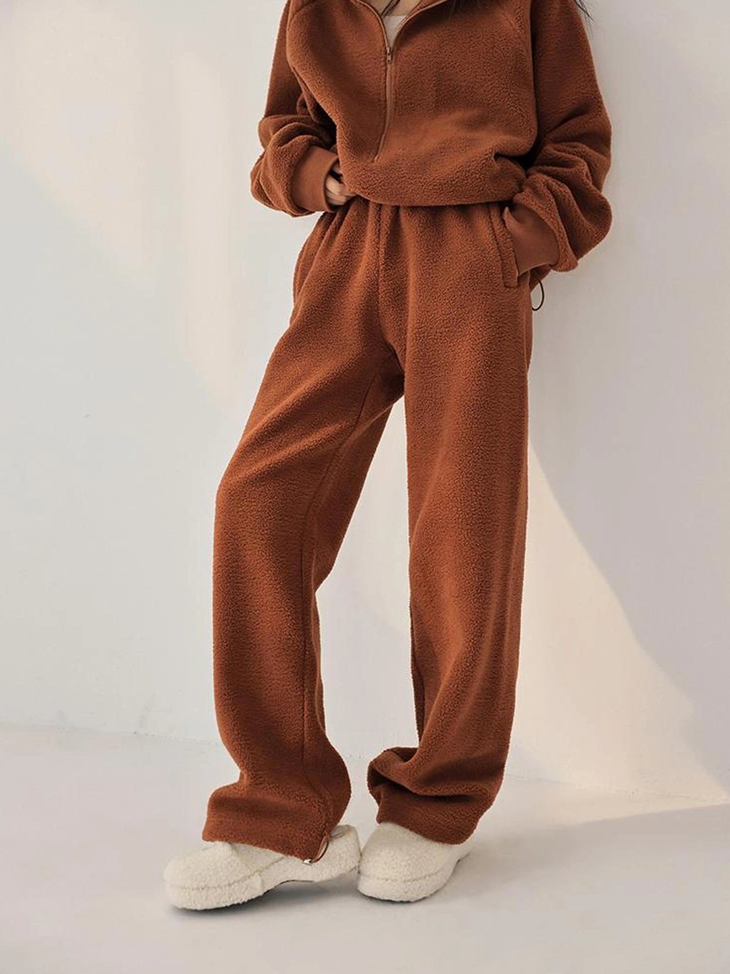 FU FRESH UP Thermal Fleece Zip Up Hoodie Set